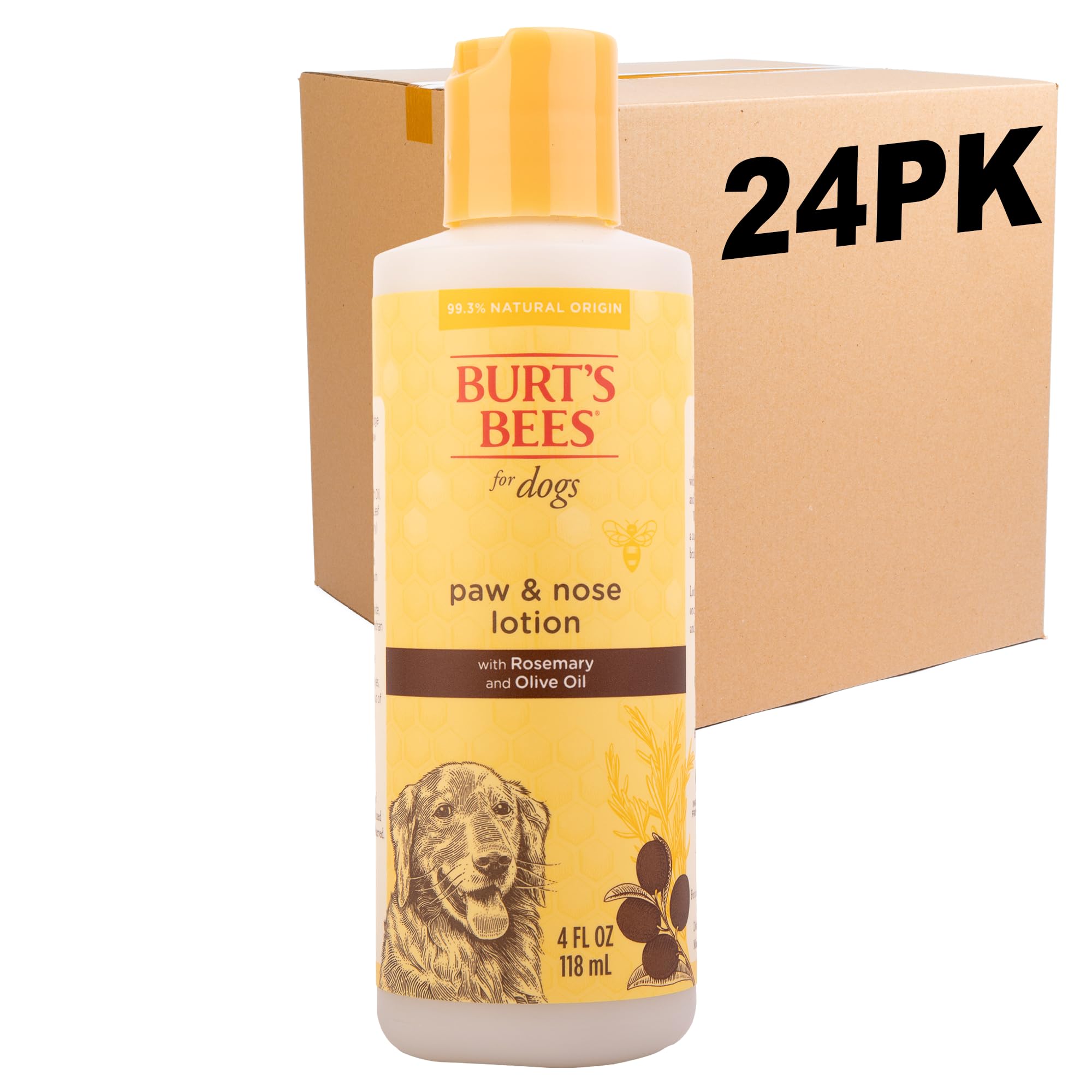 Burts Bees for Pets Dog Paw and Nose Lotion with Rosemary and Olive Oil, Moisturizing Paw Balm for Dry Cracked Pads and Dog Nos