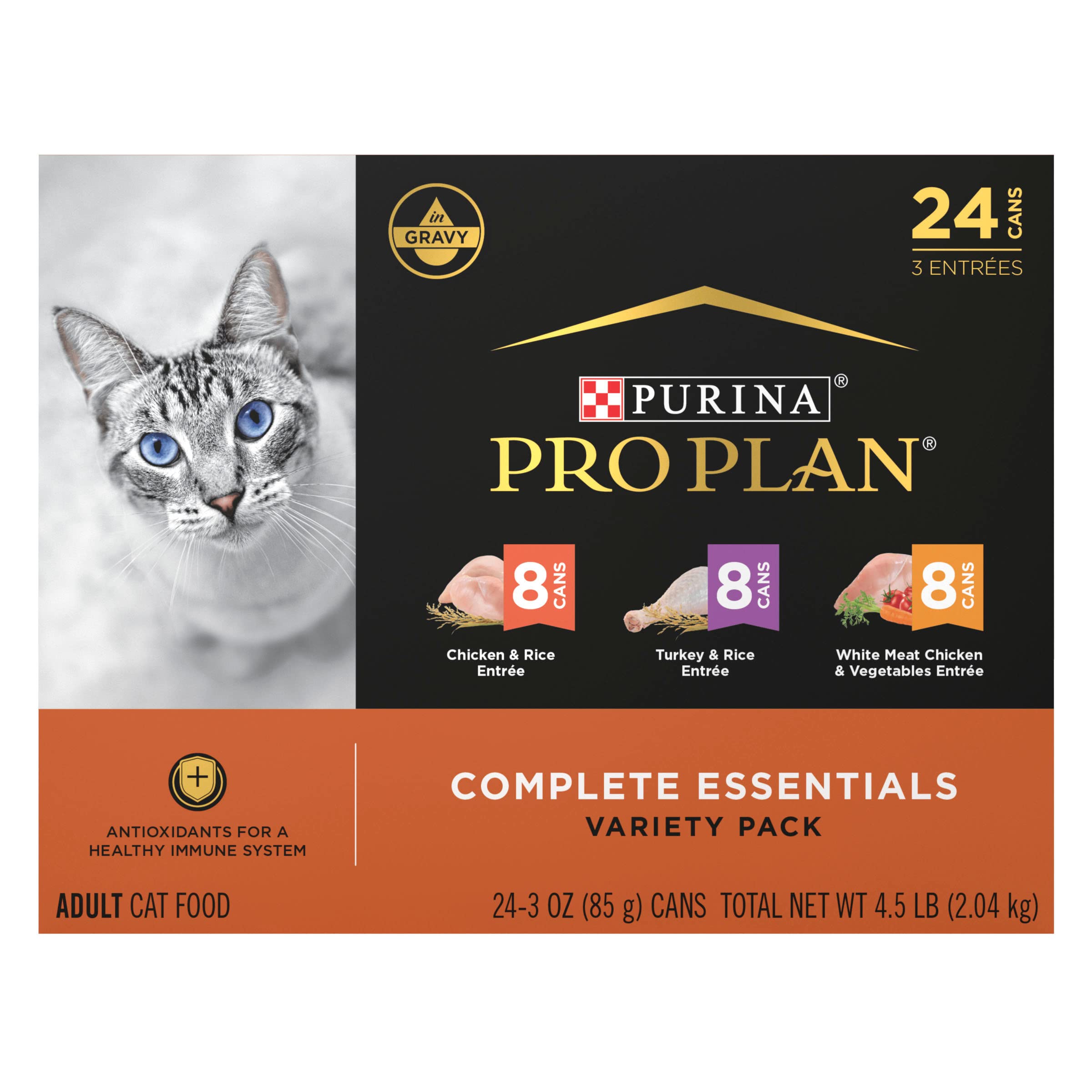 Purina Pro Plan Gravy, High Protein Wet Cat Food Variety Pack, Complete Essentials Chicken and Turkey Favorites - (Pack of 24) 3