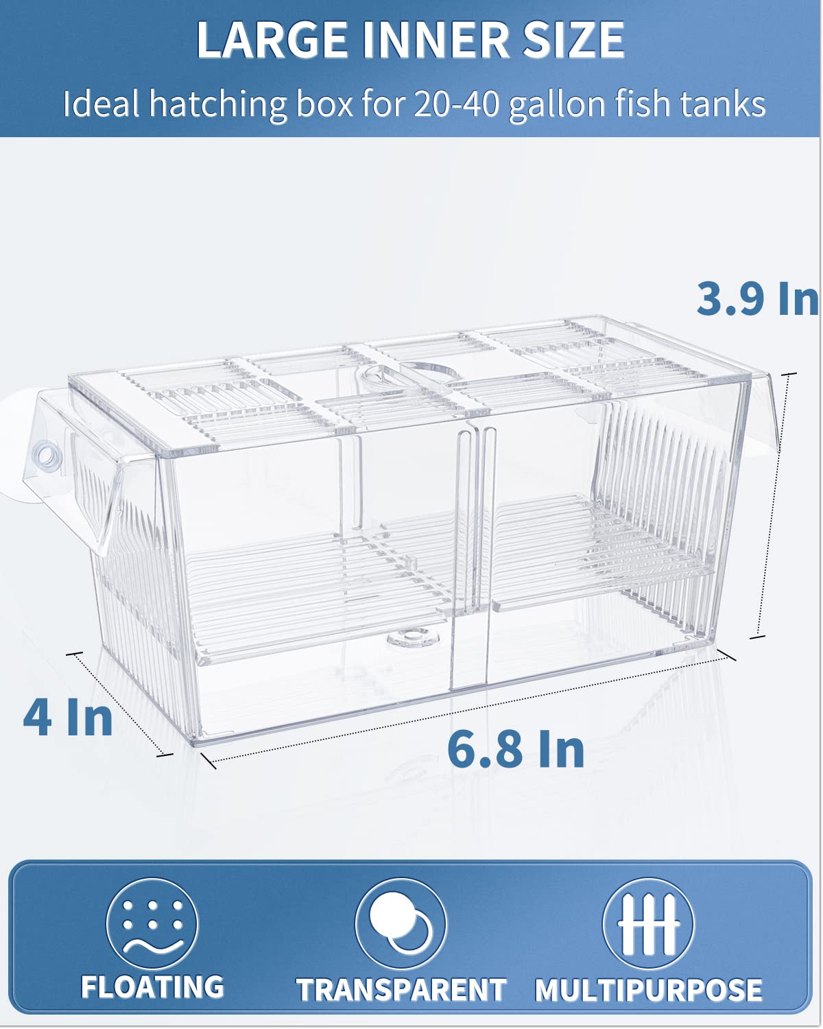 Pawfly Aquarium Fish Breeding Box Acrylic Hatchery Incubator Tank With Suction Cups Large Isolation Box For Baby Fish Shrimp Bet