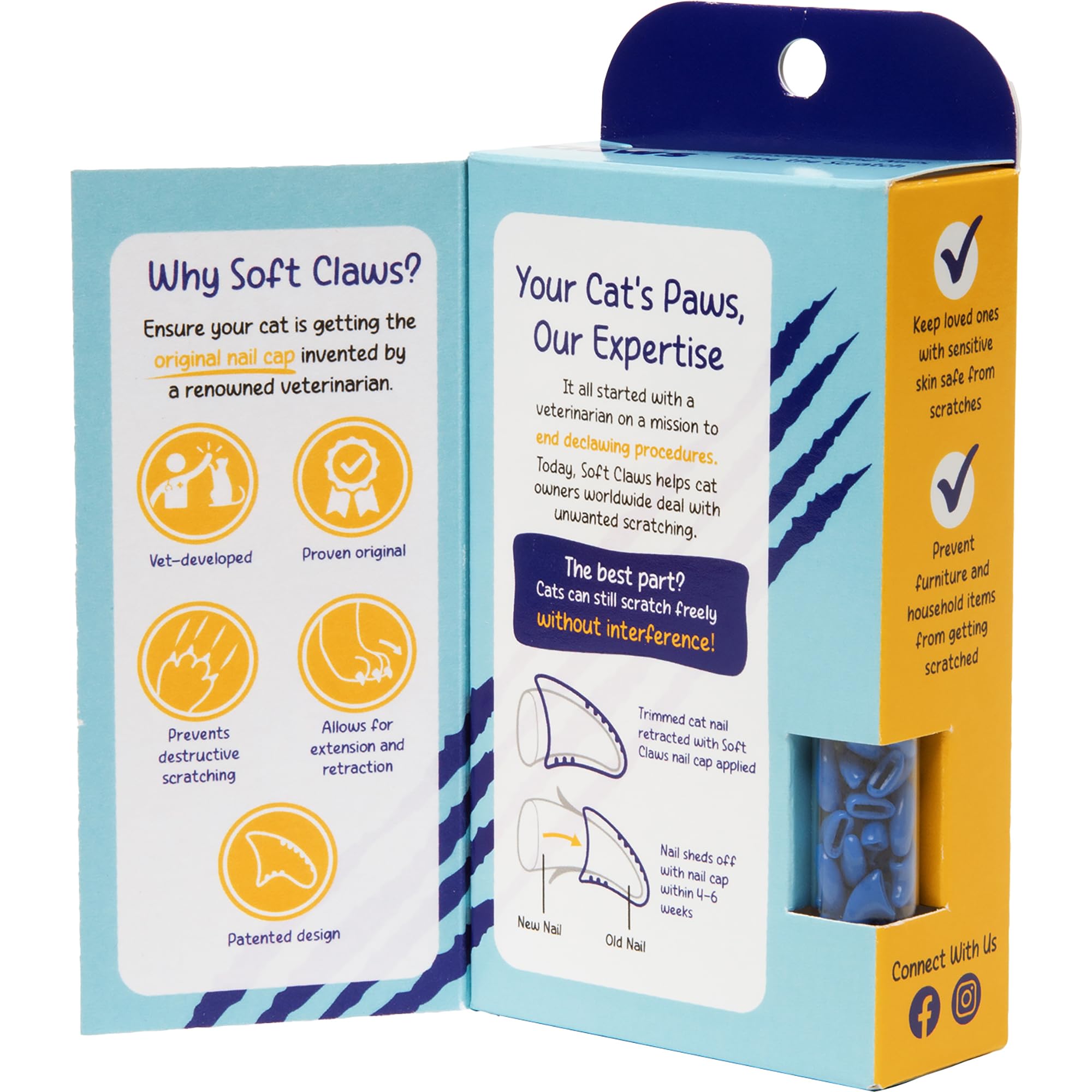Soft Claws Safe Scratch-Free Solution For Cats - Cls (Cleat Lock System), Size: Medium, Color: Blue