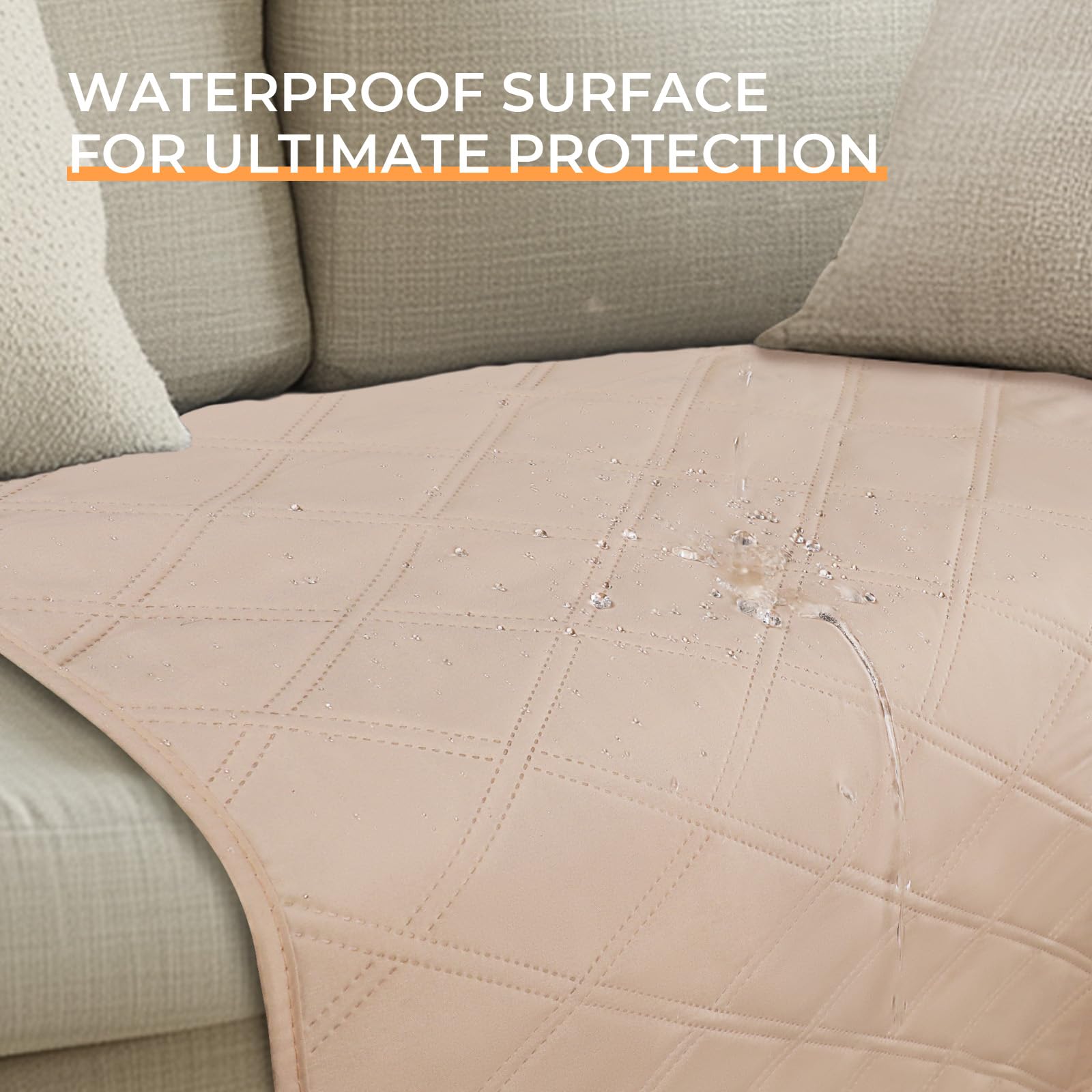 Luciphia 100% Waterproof Couch Cover Blanket For Dogs Anti-Slip Pet Couch Protector Sofa Mat Puppy Cat With Non-Slip Bottom, Bei