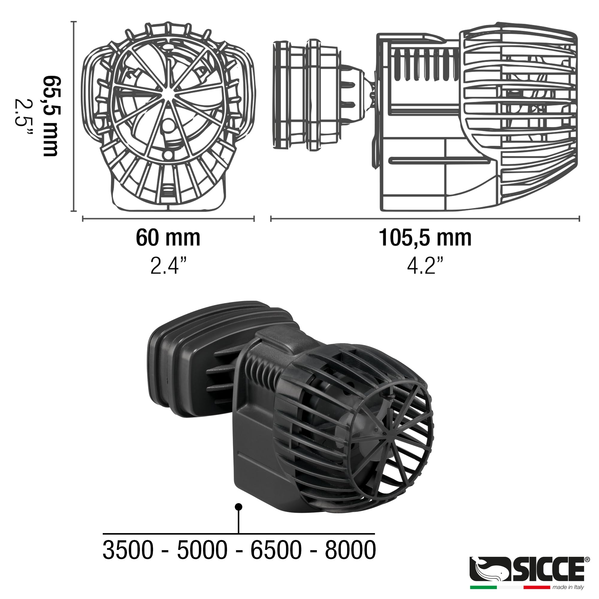 SICCE XSTREAM 6500 Wave Maker Flow Pump 1720 GPH | 360 Adjustable Quiet Submersible Magnetic Powerhead for Saltwater & Freshwate