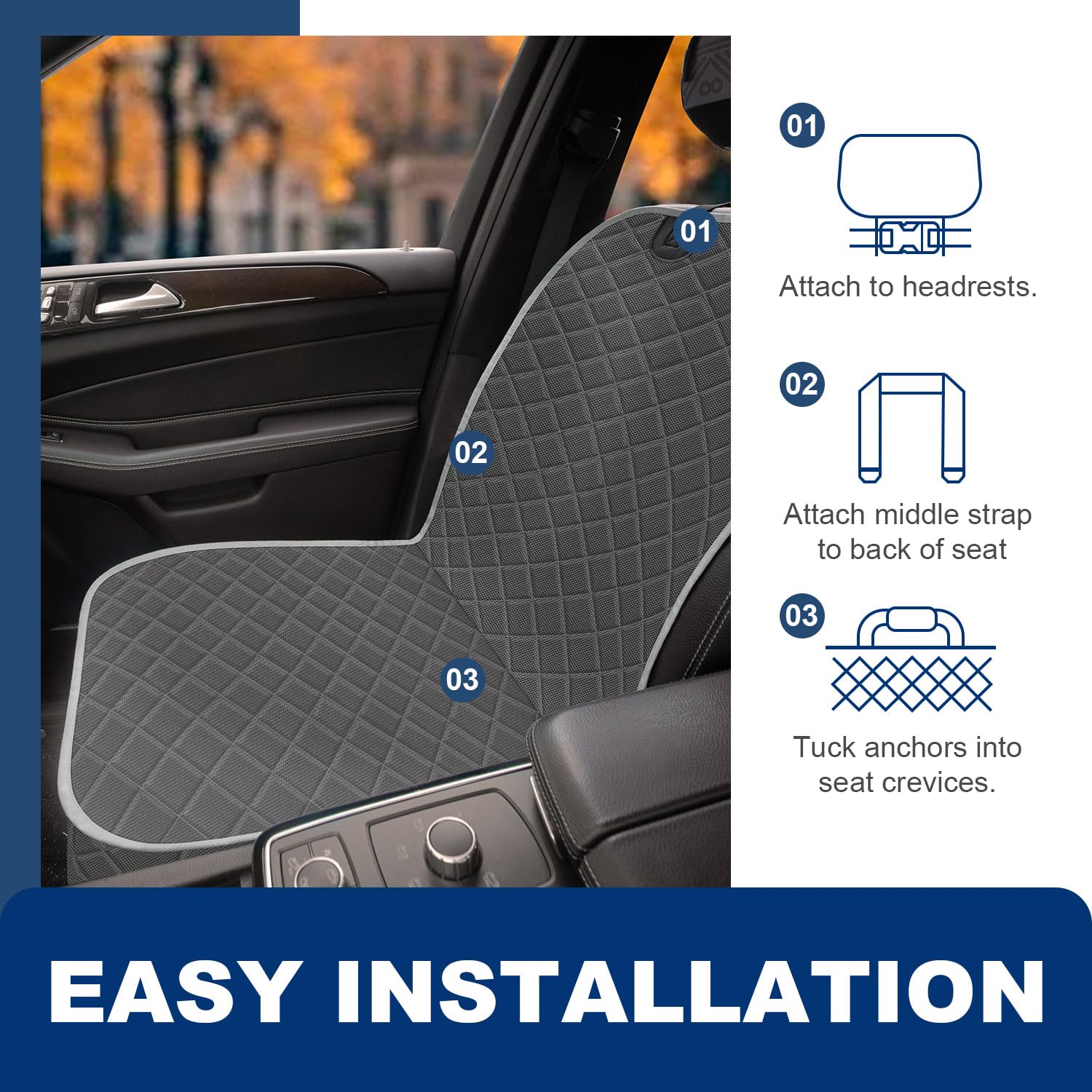 Horjones Dog Car Seat Cover,Waterproof And Nonslip Front Seat Dog Cover,Car Seat Protector For Cars,Trucks,Suvs And Jeep(M-Gray)