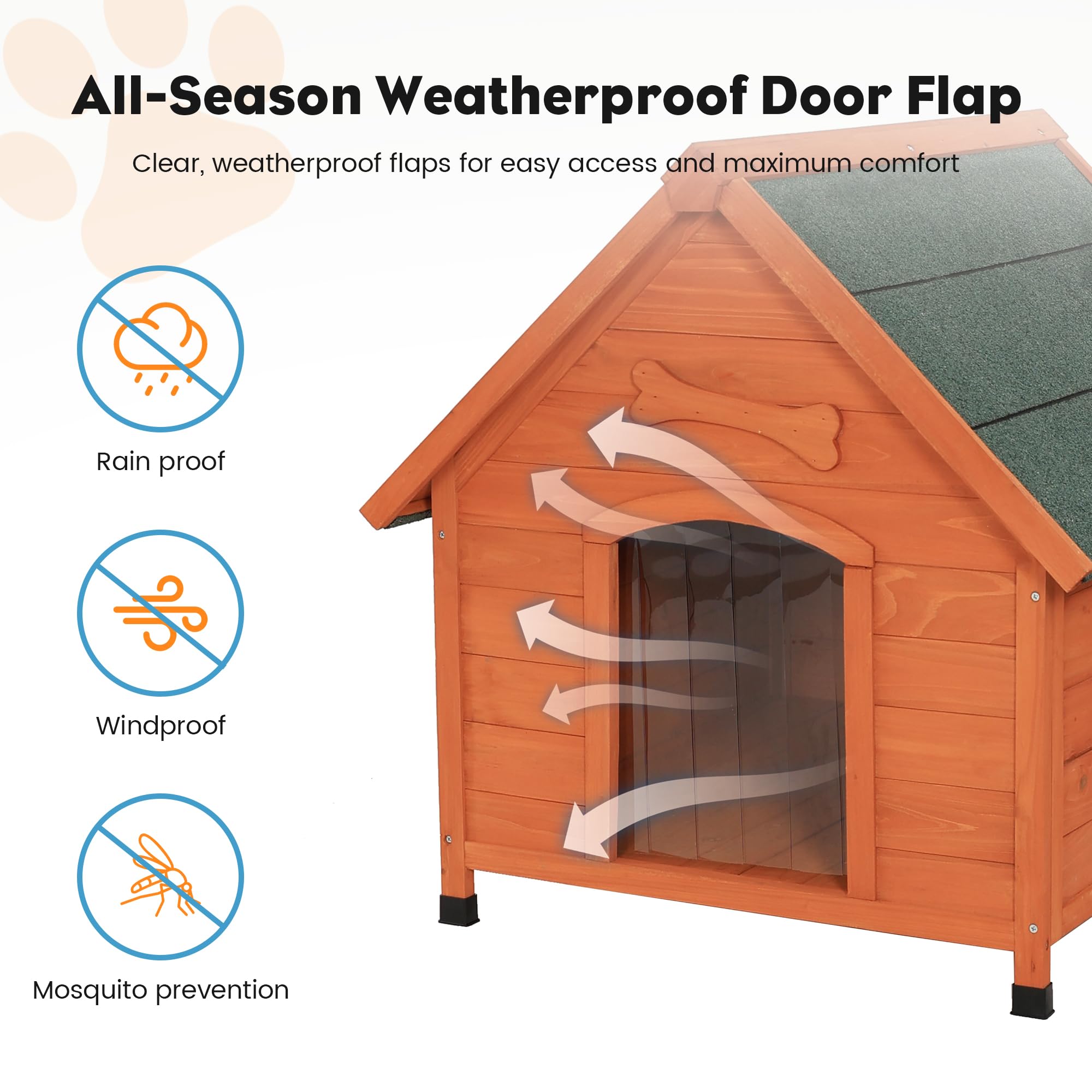 Sciengarden Solid Wood Dog House Comfortable Outdoor Shelter For Medium-Sized And Smaller Dog Sturdy, Durable And Easy To Clean,