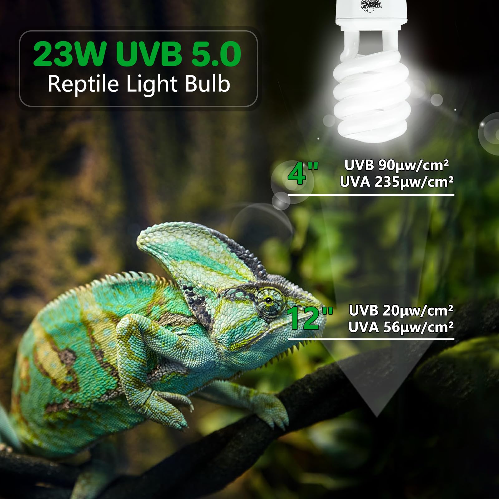 Lucky Herp Uva Uvb Reptile Light 5.0, Tropical Uvb 100 Compact Fluorescent Lamp, Uvb Light For Reptiles 23W, Uva Uvb Reptile Lig