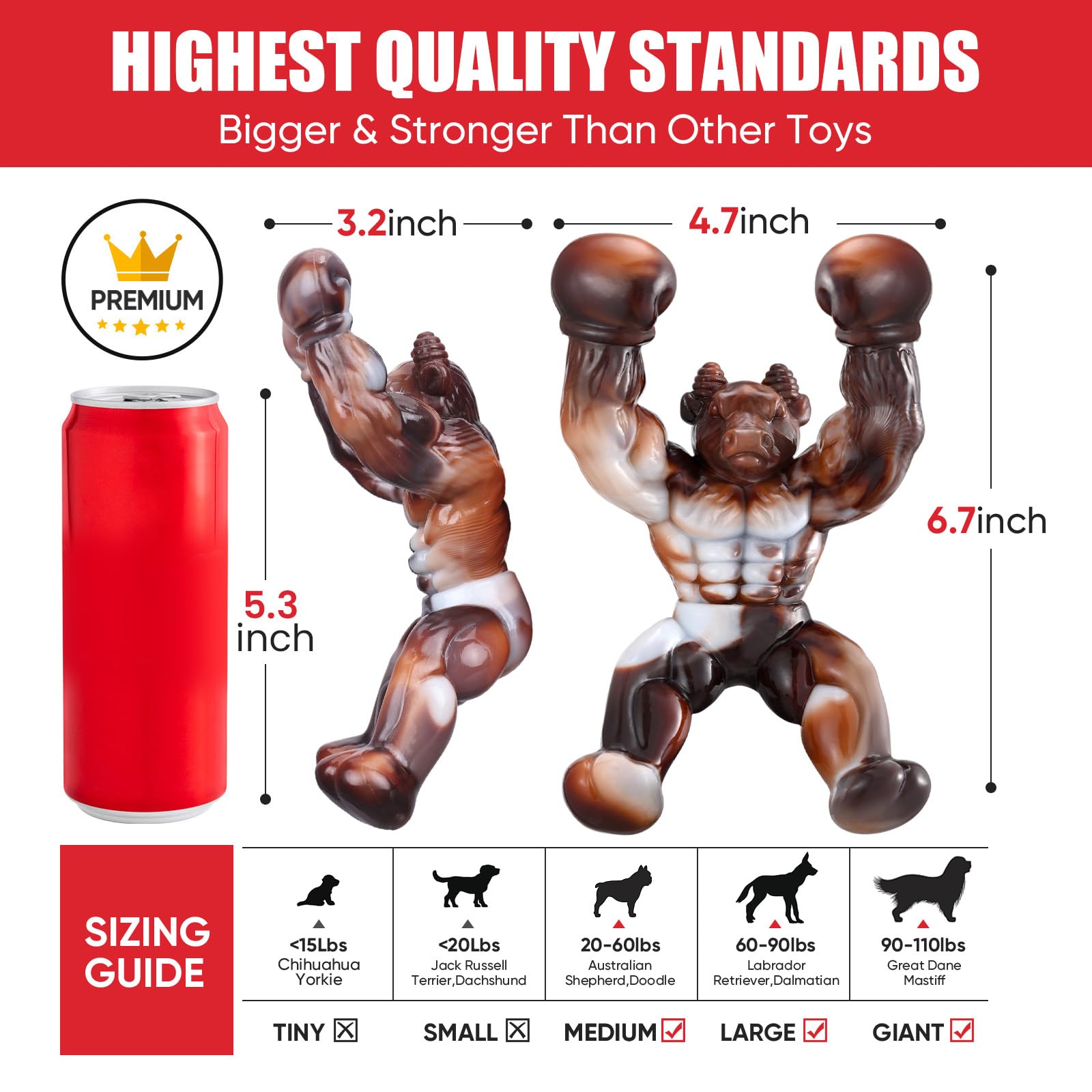 Zinbo Dog Toys For Aggressive Chewers, Indestructible Dog Toys, Tough Dog Toys For Aggressive Chewers Medium/Large Breed, Real B