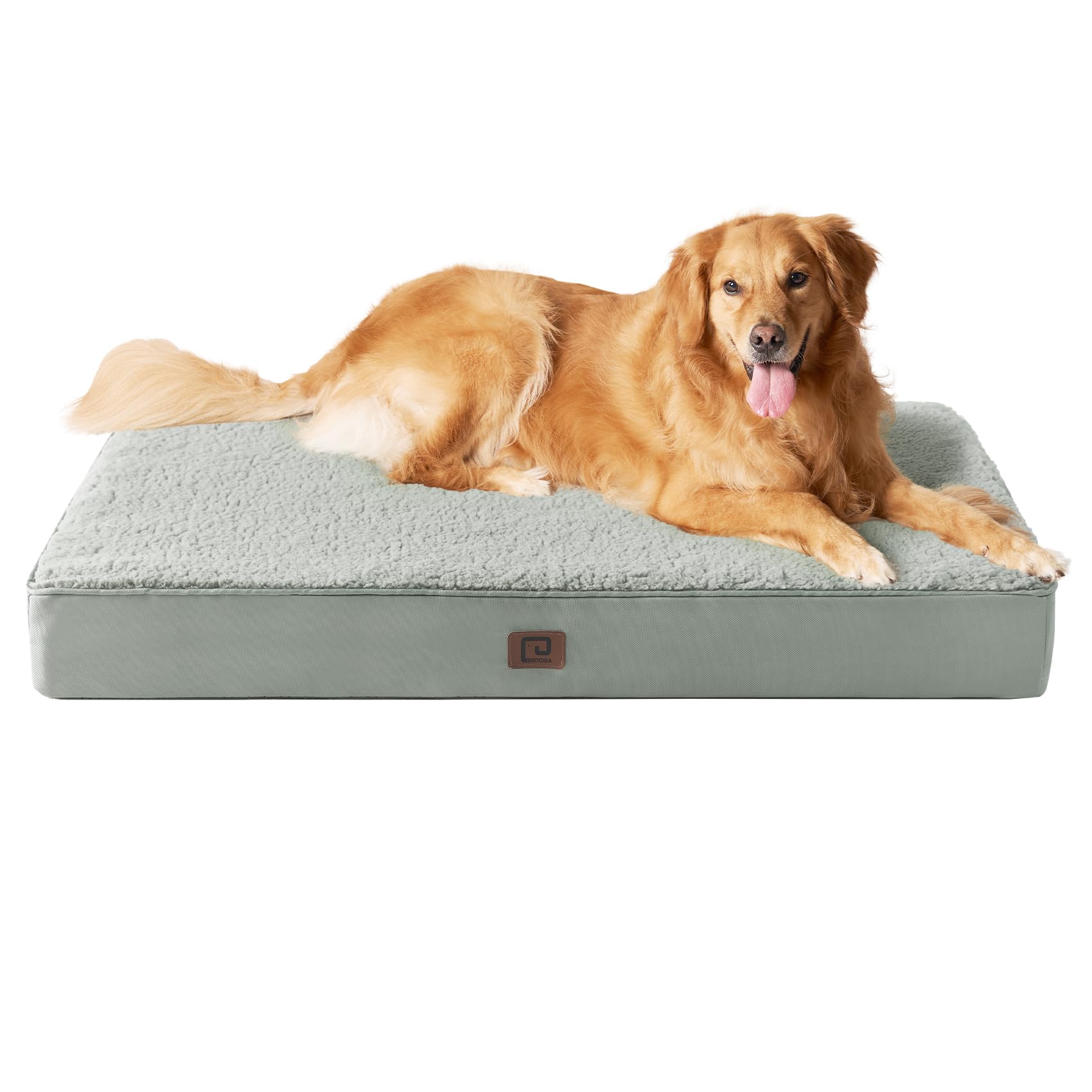 Eheyciga Orthopedic Xxl Dog Beds For Jumbo Dogs With Removable Washable Cover For Crate, Greyish Green, 47X29