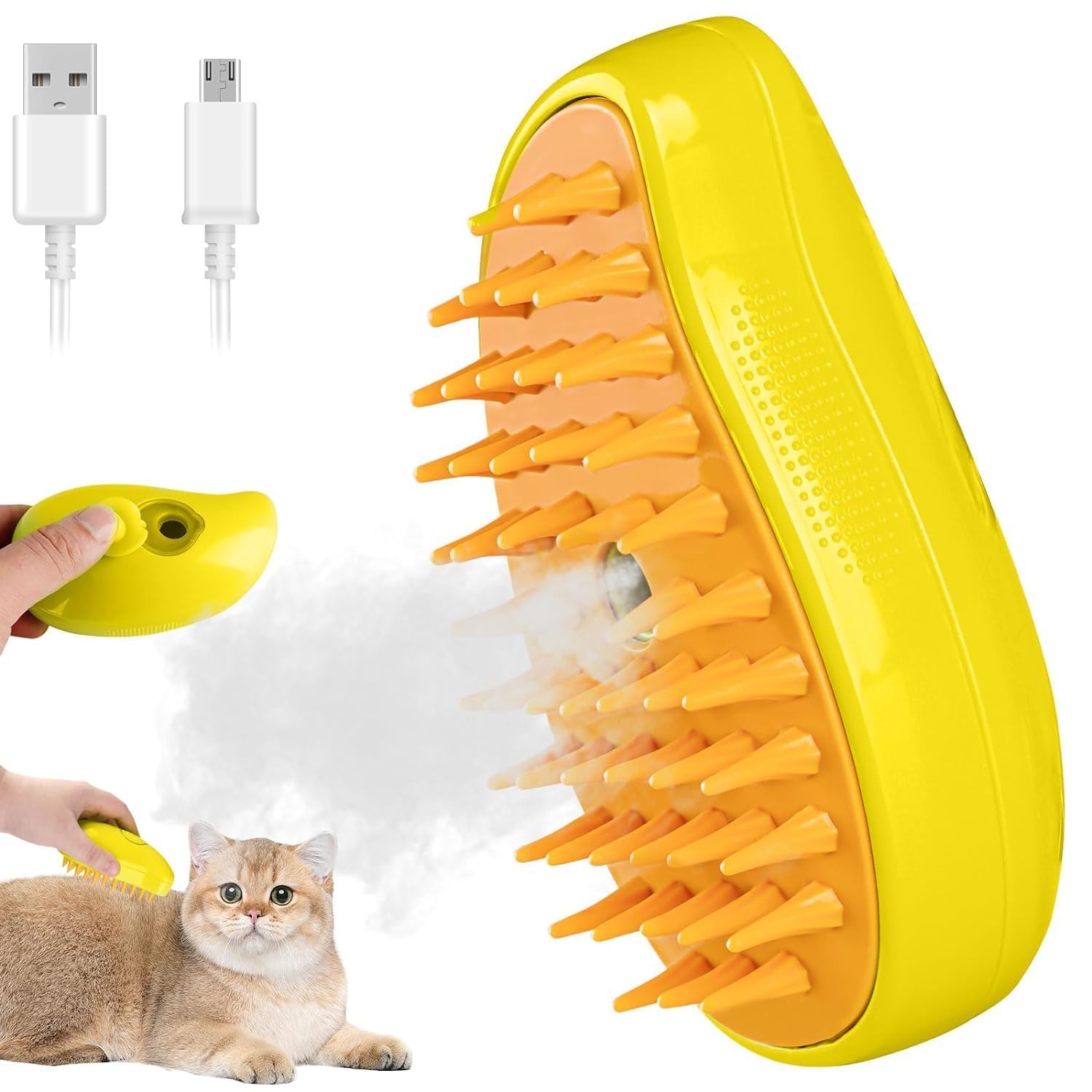 Exomoon Cat Steam Brush, Dog Steam Brush, Steam Brush For Cats And Dogs, 3 In 1 Steamy Pet Brush, Steaming Pet Hair Brush, Cat A