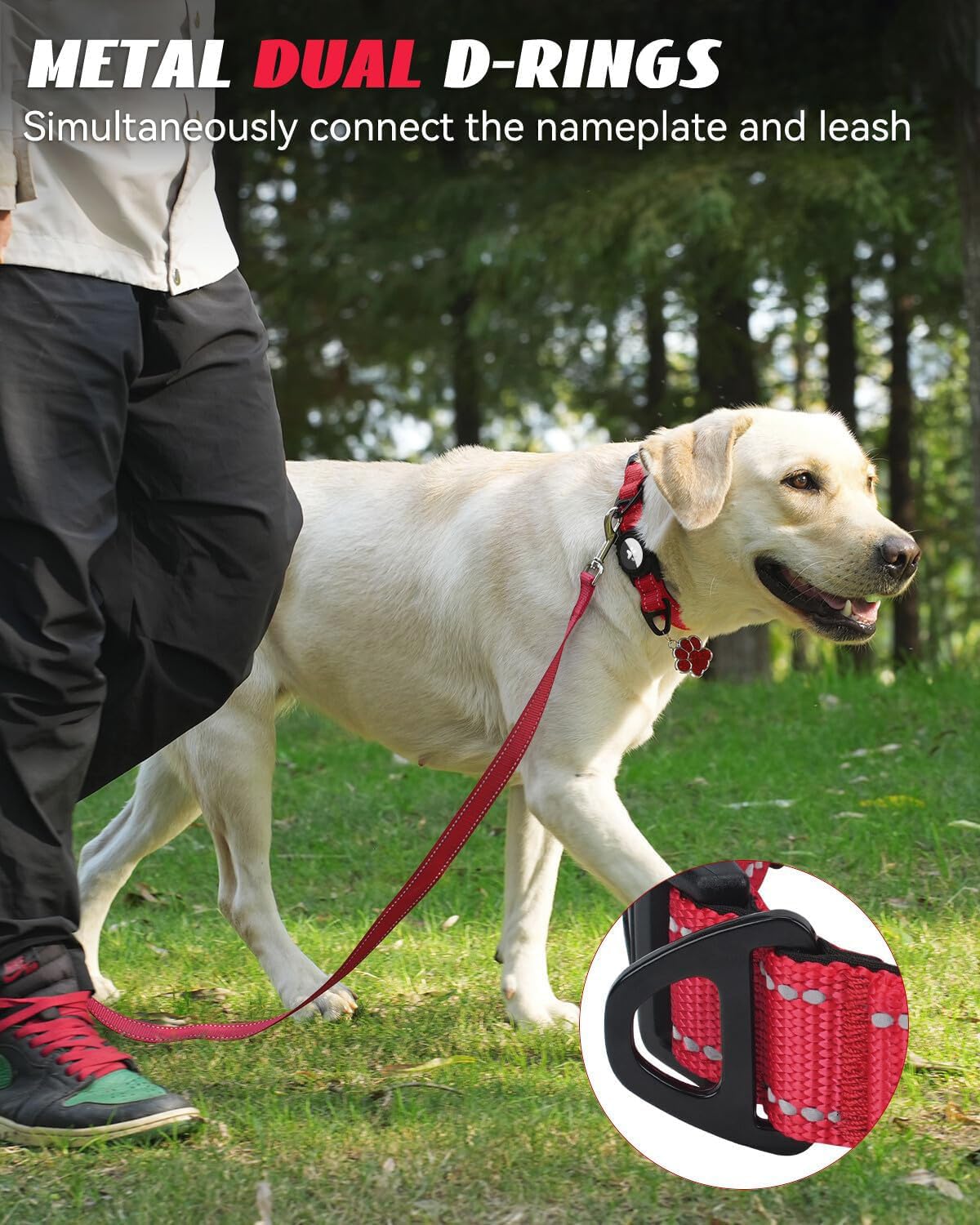 Joytale Airtag Dog Collar, Dual D-Rings, Reflective Pet Collar With Waterproof Airtag Holder, Soft Padded Adjustable For Medium