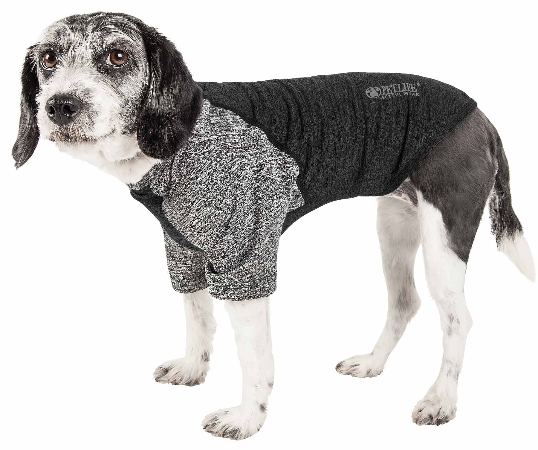Pet Life Active Hybreed 4-Way Stretch Two-Toned Performance Dog T-Shirt, Large, Black