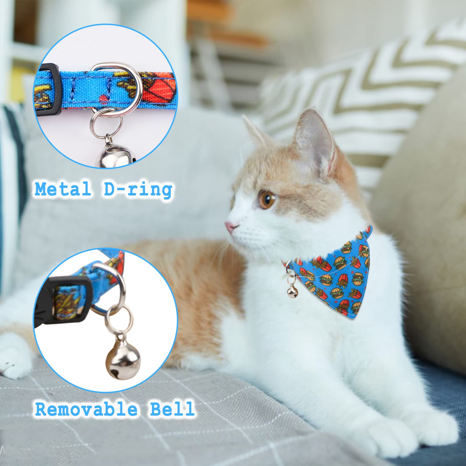 Hacraho Bow Tie Cat Collar Bandana, 2 Pieces Adjustable Breakaway Cat Collar With Bowtie And Bell Detachable Bow Tie Bandana For