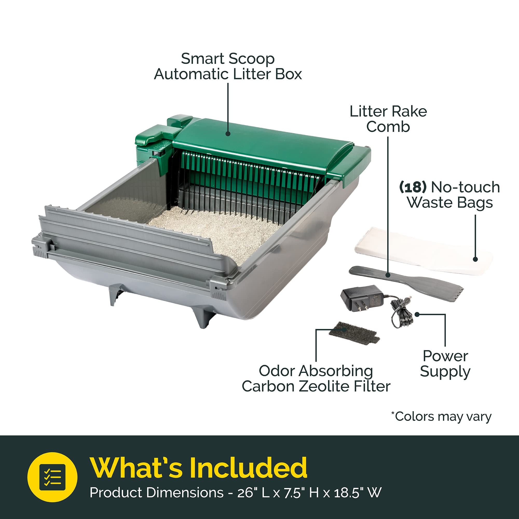 Pet Zone Smart Scoop Litter Box Value Pack, Self Cleaning, Hands-Free Large Litter Box, Easy To Clean