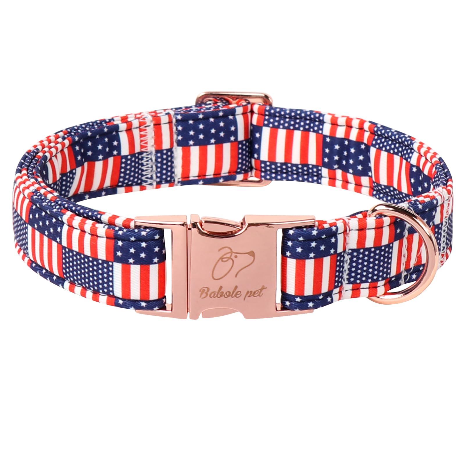 Babole Pet 4Th Of July Dog Collar - Us Flag Patriotic Dog Collars For Medium Dogs, Adjustable Independence Day Stars & Stripes A