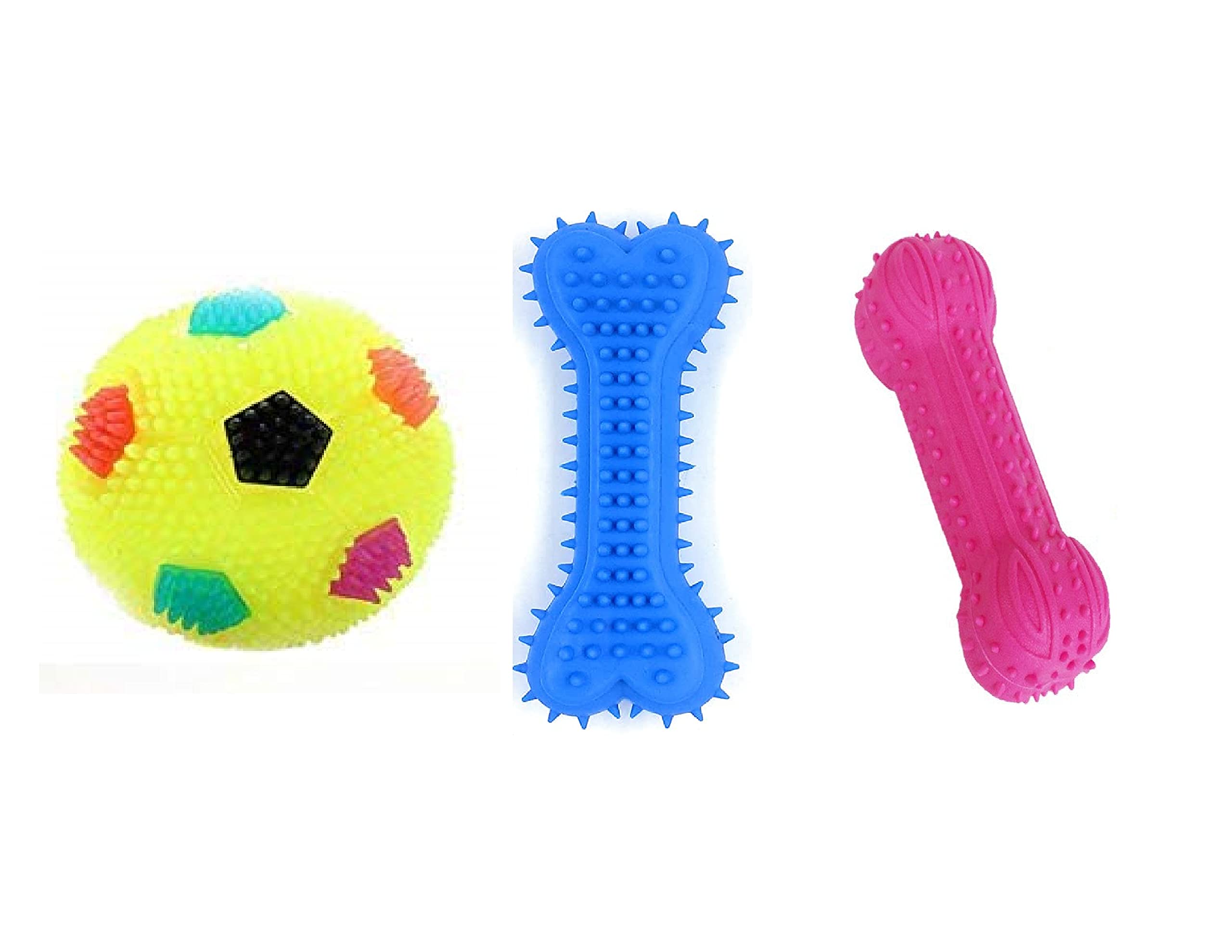 PSK PET MART Dog Squeaky and chew Toy 3 in 1 Combo for Dogs Cats Puppies pet Toy(led Football Light Squeaky Ball + Hard Rubber H
