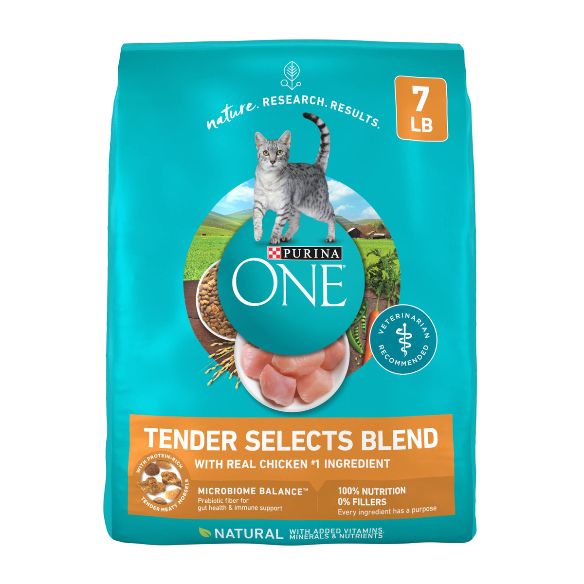 Purina One Natural Dry Cat Food, Tender Selects Blend With Real Chicken - 7 Lb. Bag