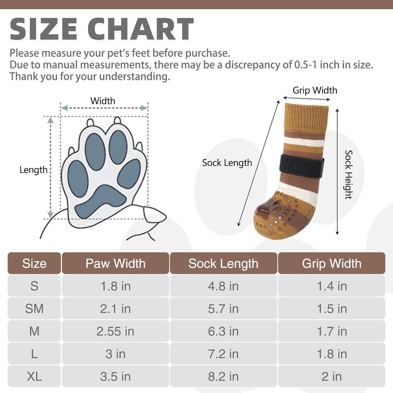 KOOLTAIL Anti Slip Dog Socks for Hot/Clod Pavement to Prevent Licking Paws with Grippers, 3 Pairs Paw Protector, Double Sides St