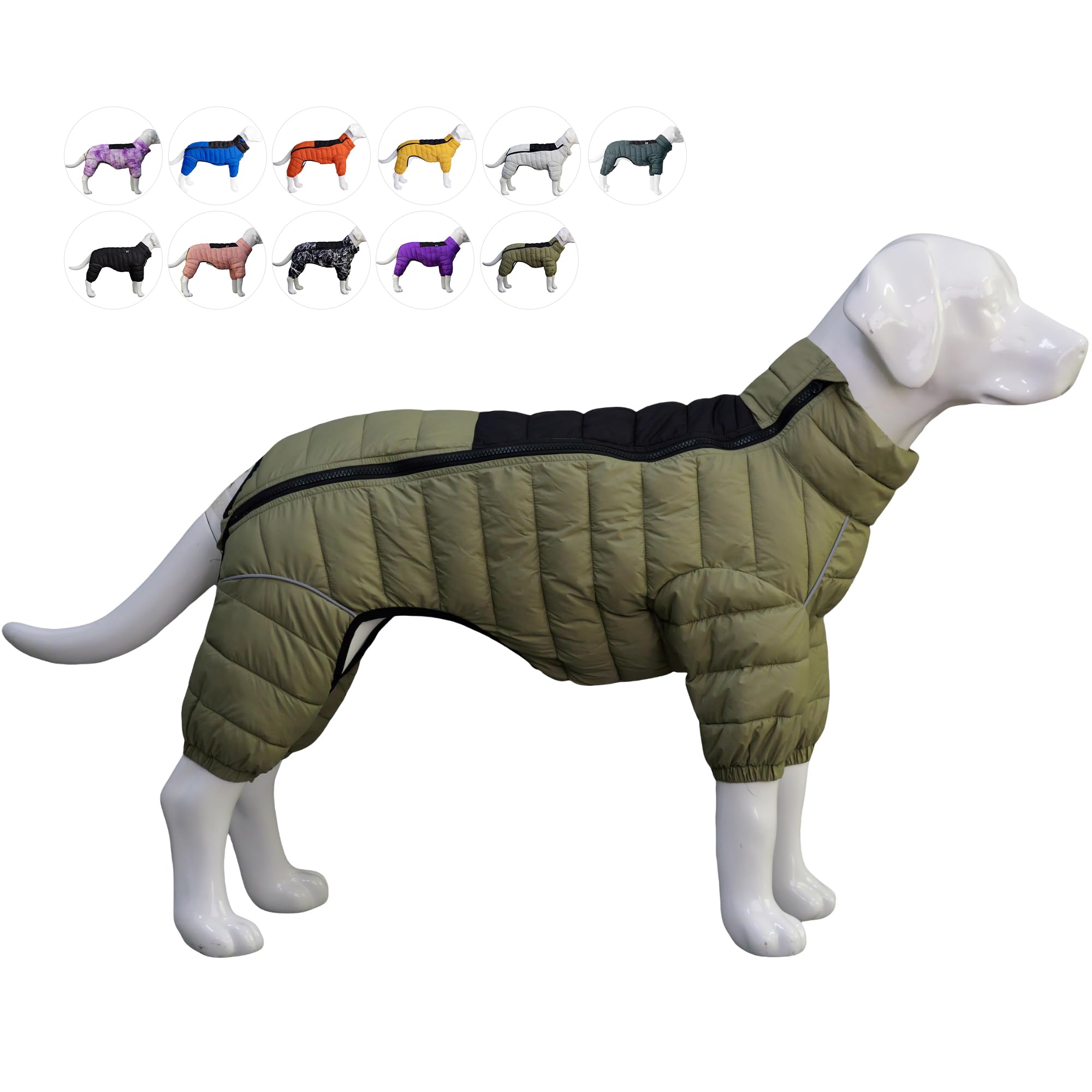 Warm Coat, 4 Legs Covered Waterproof Windproof Reflective Jacket, Zippered Adjustable Outdoor Snow Vest for Small Medium Large D