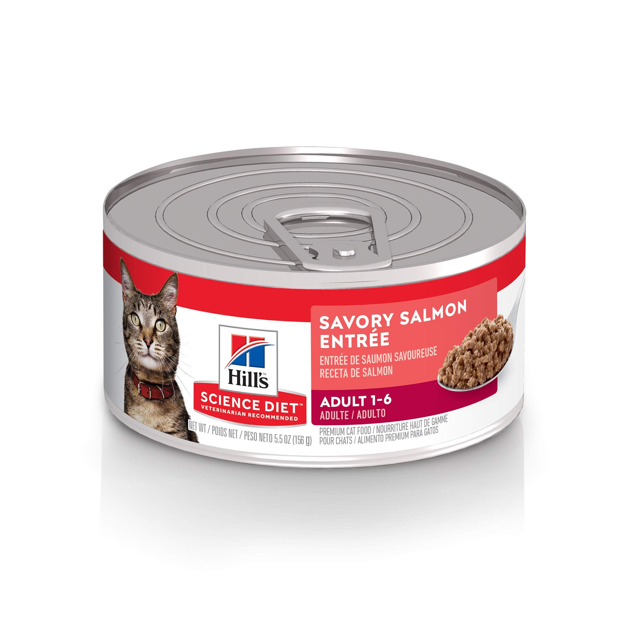Hills Science Diet Wet Cat Food, Adult, Savory Salmon Recipe, 5.5 oz. Cans, (Pack of 24)
