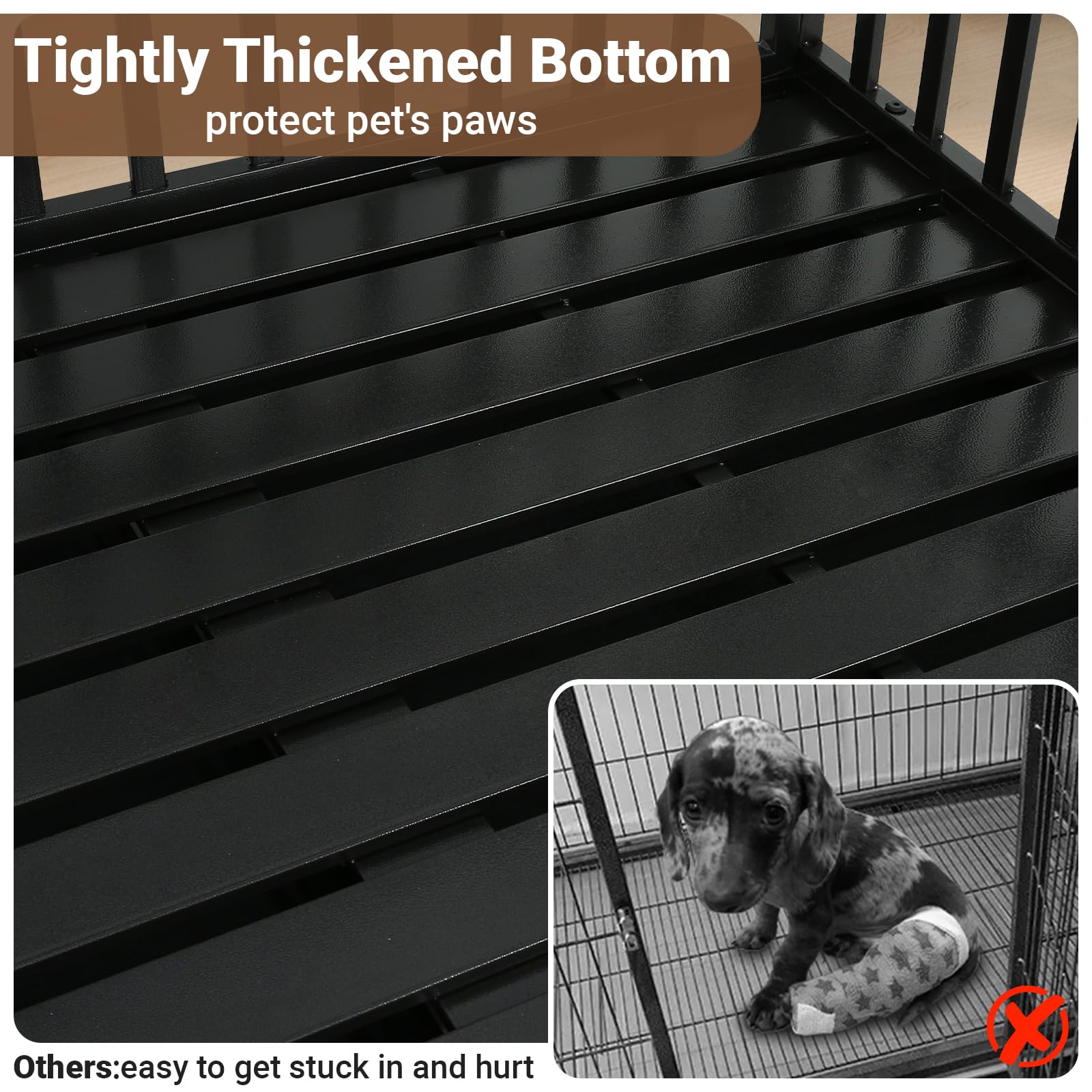 Heavy Duty Dog Crate, Escape Proof Dog Cage For Large Extra Large Dogs, 52 Inch, Dog Kennel Indoor With Lockable Wheels, Indestr