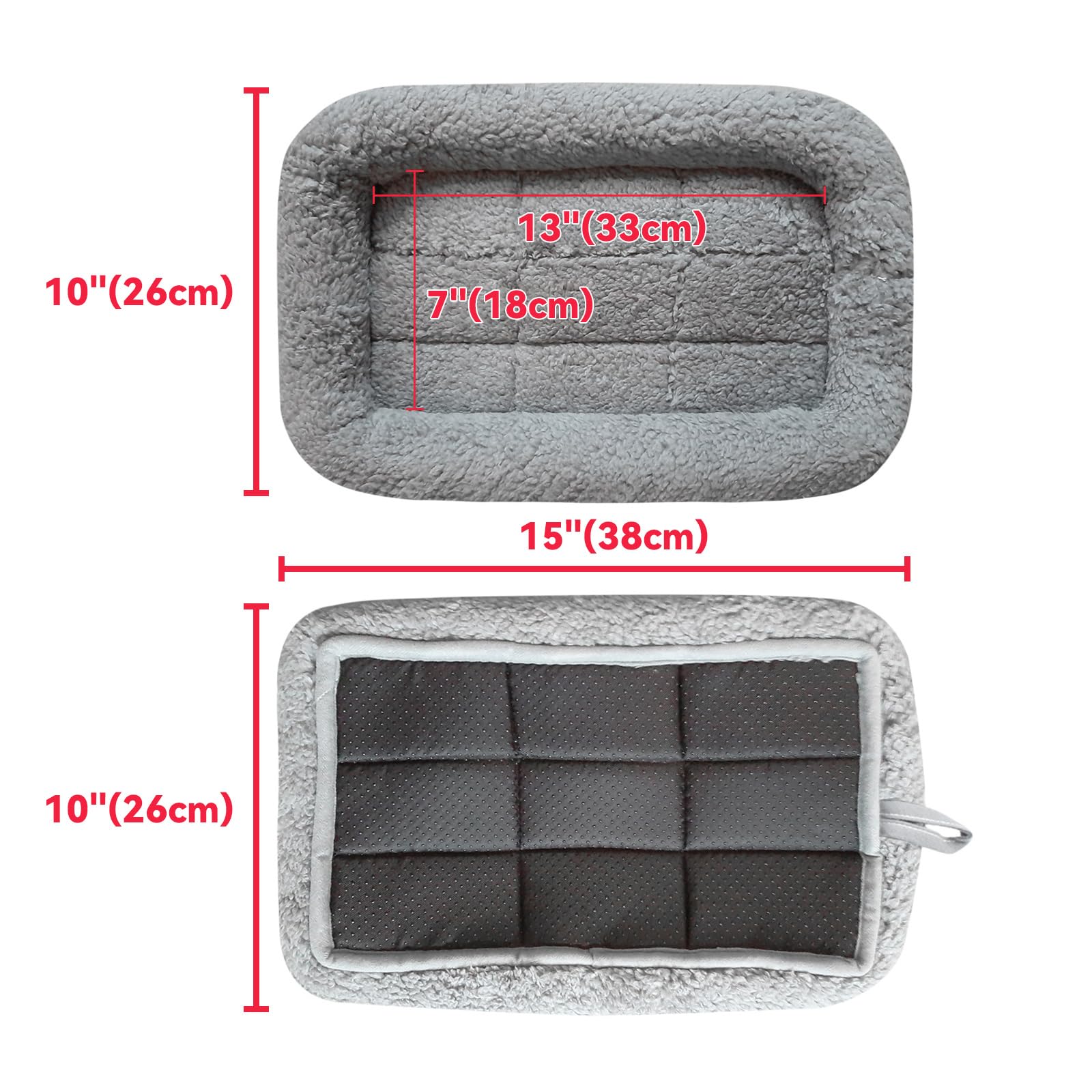 Enjoying Plush Cat Bed Mat - Small Grey Polyester Cushion with Pillow for Pets - Model EN3-A100-Gray-S, Antiskid Bottom, Ideal for Cats and Dogs
