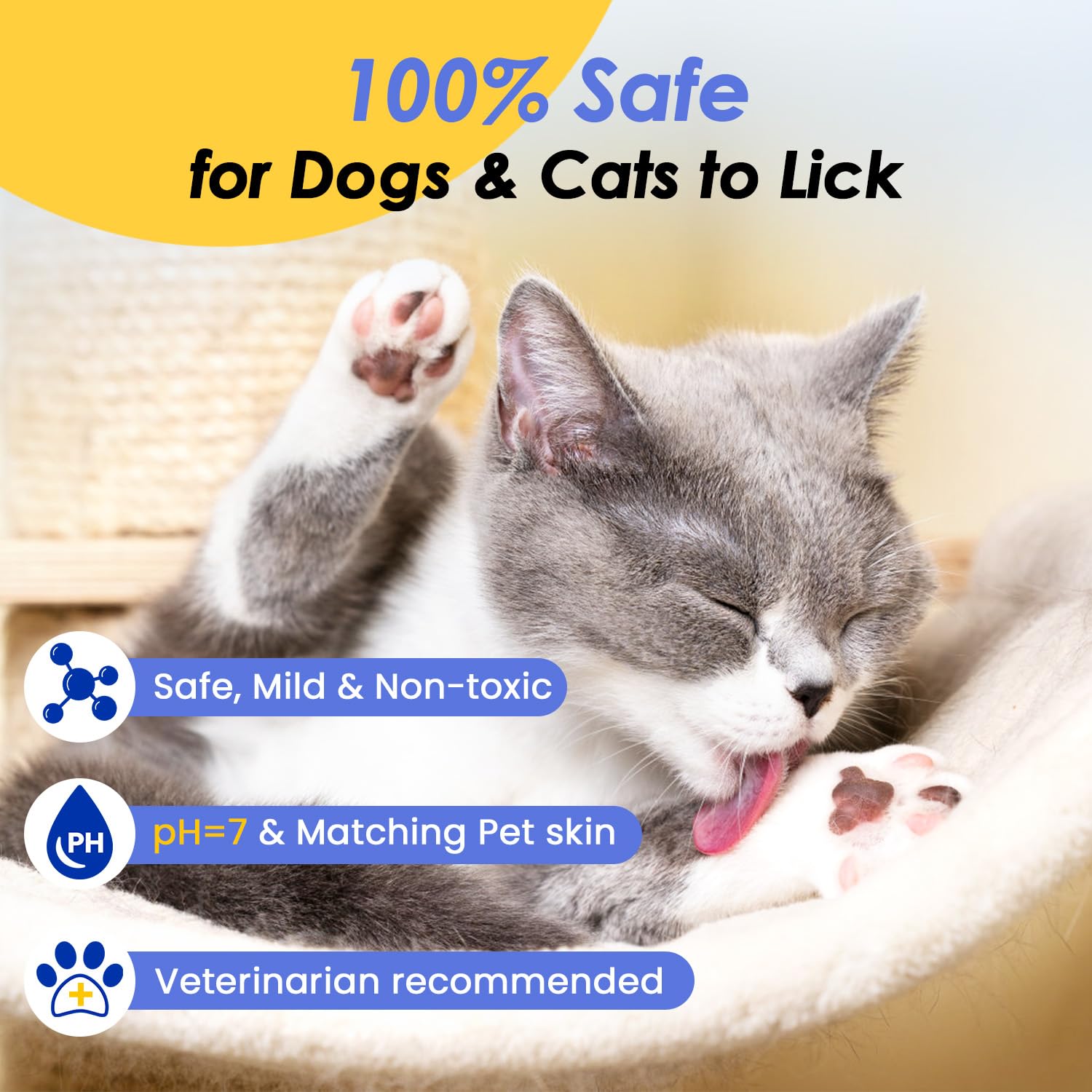 Pupmate Pet Cleaning Glove Wipes For Dogs & Cats, Hypoallergenic Deodorizing Disposable No-Rinse Grooming Wipes, Extra Thick Bat