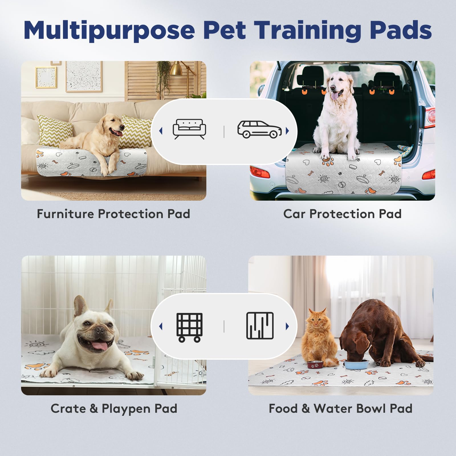 Washable Pee Pads for Dogs, 2 Pack Large 36 x41  Super Absorbent Reusable Training Pads, 100% Waterproof Non-Slip Puppy Whelping