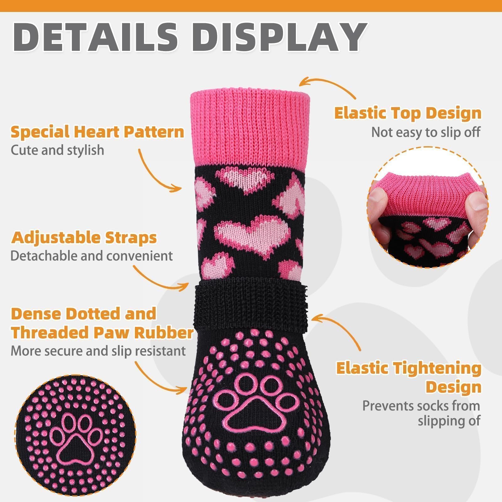 KOOLTAIL Anti Slip Dog Socks for Hot/Cold Pavement to Prevent Licking Paws,Dog Boots&Paw Protector with Grippers for Hardwood Fl