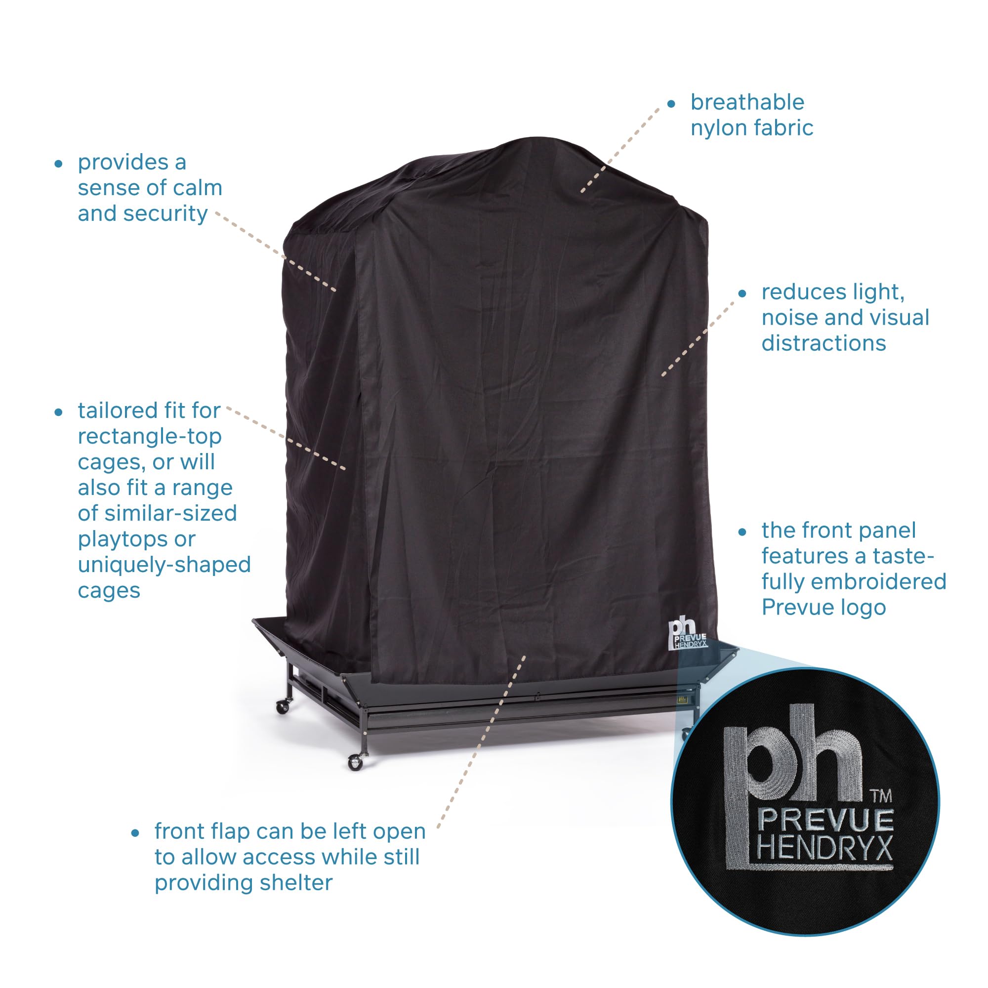PH Prevue Hendryx Extra Large Black Bird Cage Cover - 50L x 40W x 69H, Model 12506, Durable Protection for Birds