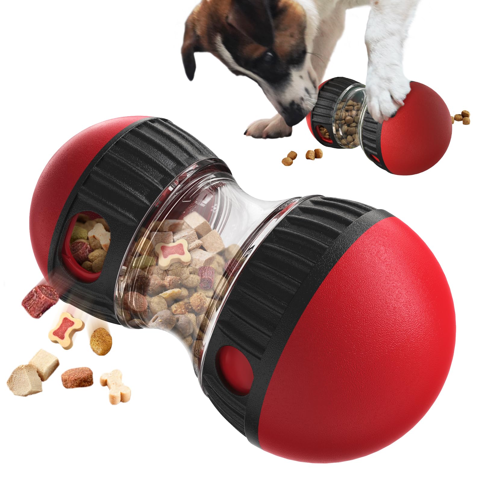 Dog Puzzle Toy for Anxiety Relief - Adjustable Treat Dispensing Ball with Slow Feeder Design, Tough Bite-Resistant Interactive C