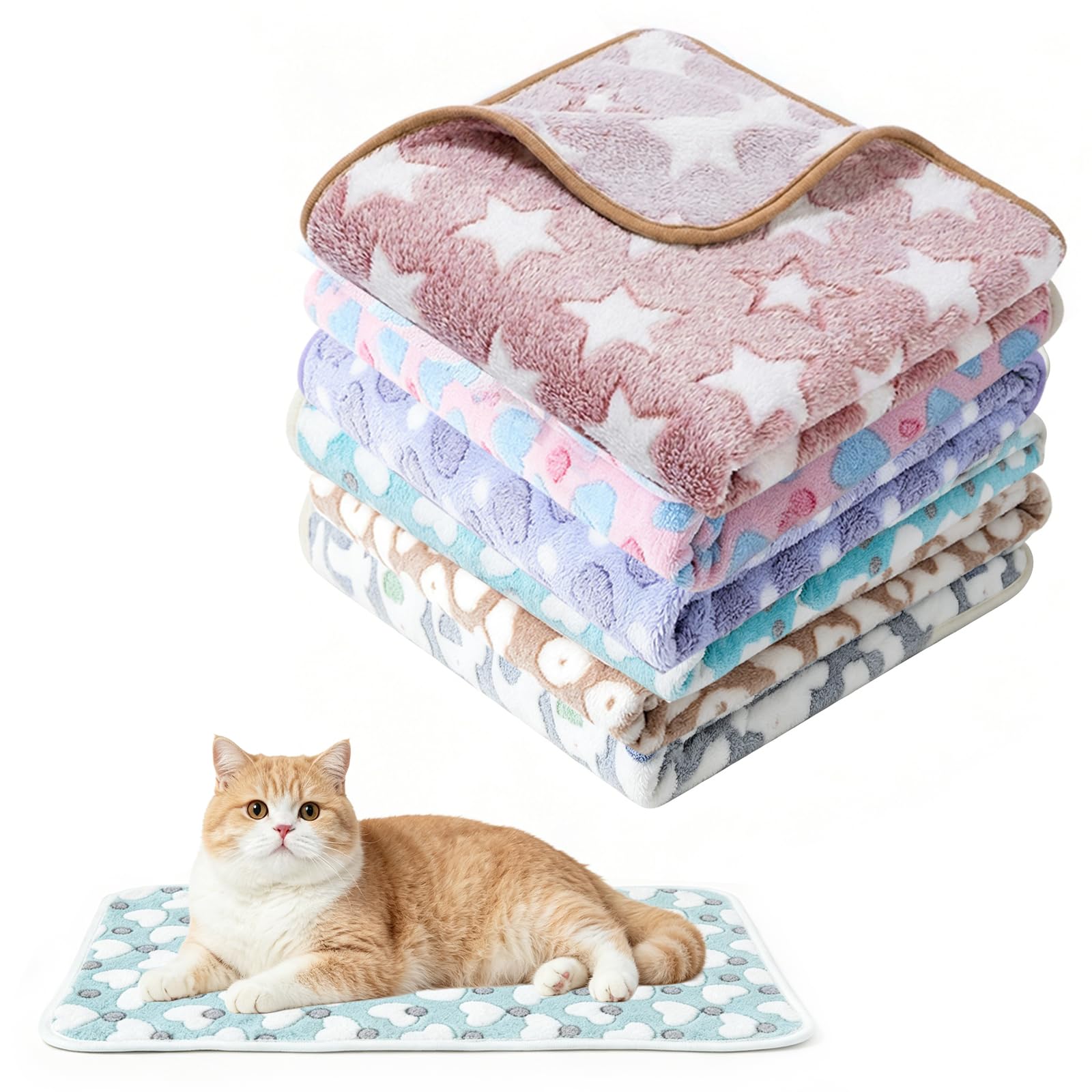 XMSHYODSM Guinea Pig Blanket, 6 Pcs Small Animal Fleece Bedding, Waterproof Guinea Pig Fleece Cage Liner Absorbent Pet Pee Pads 