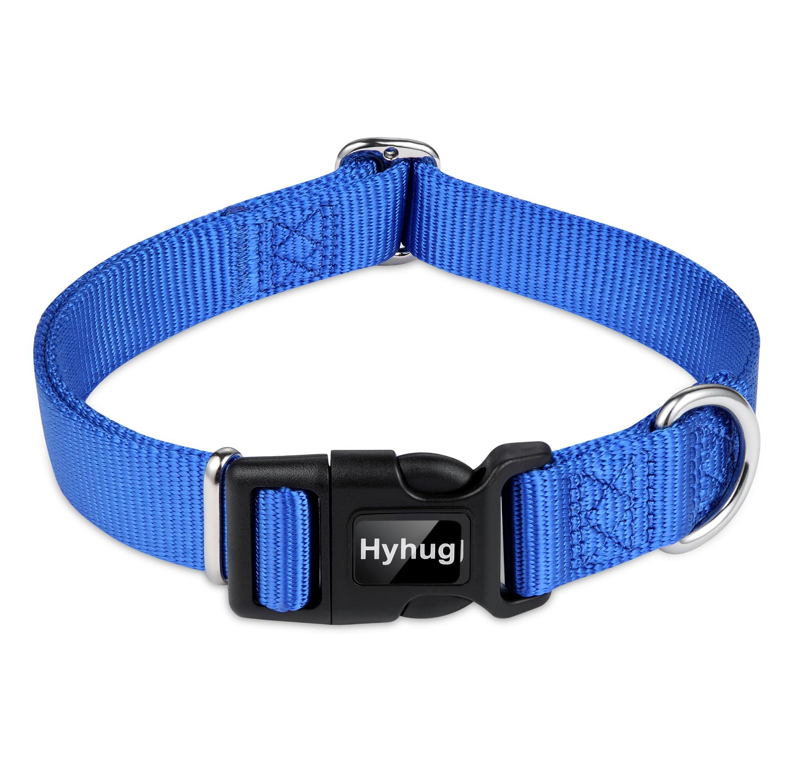 Hyhug Pets Solid Color Classic Regular Heavy Duty Basic Collar For Pup Dogs, Unique Design Adjustment Triglide Slide (Buckle) Ca
