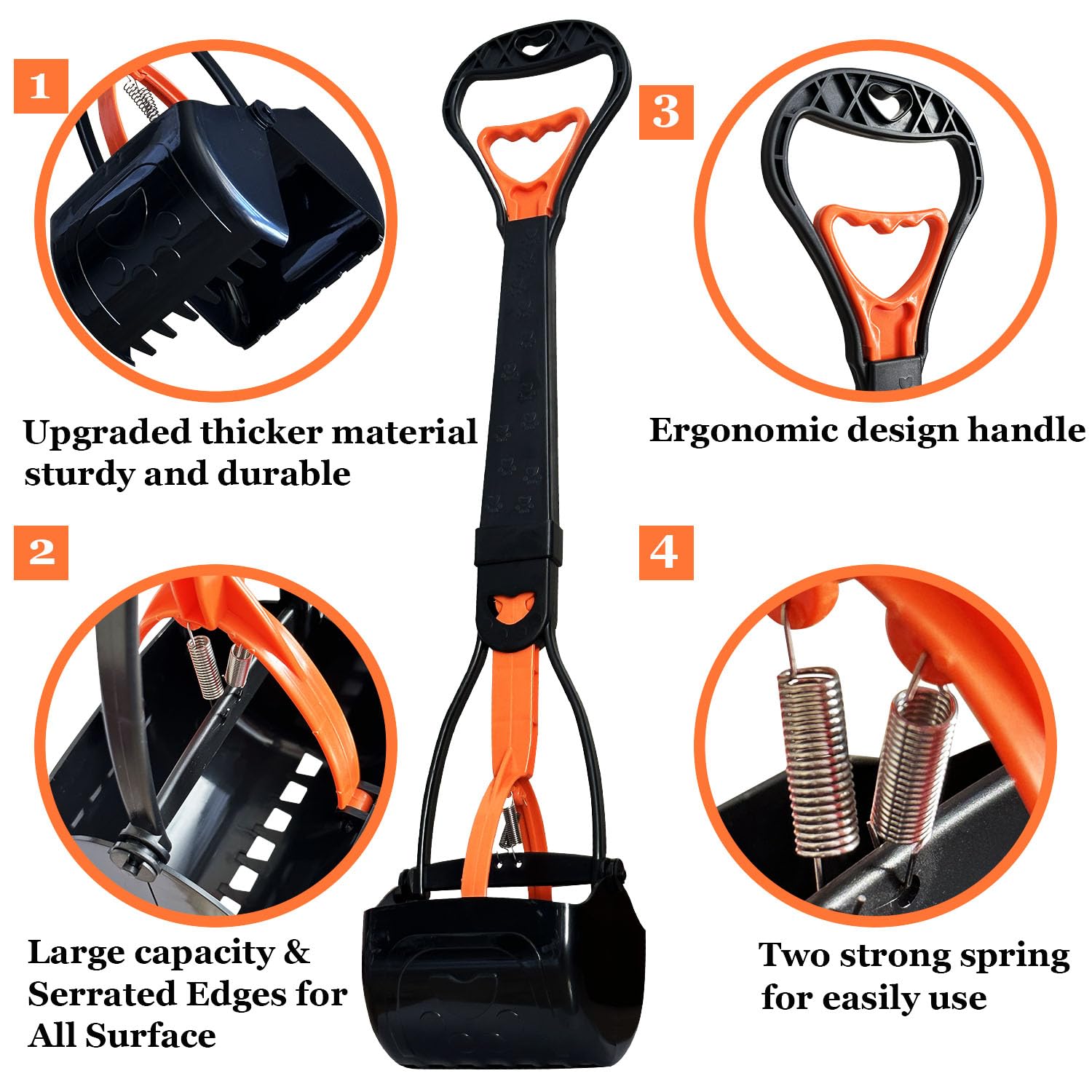 Ienjoyed 2-Piece Pooper Scooper For Large Medium & Small Dogs Heavy Duty,Long Handled Dog Poop Scooper For Grass,Durable Dog Poop Pick Up Tool