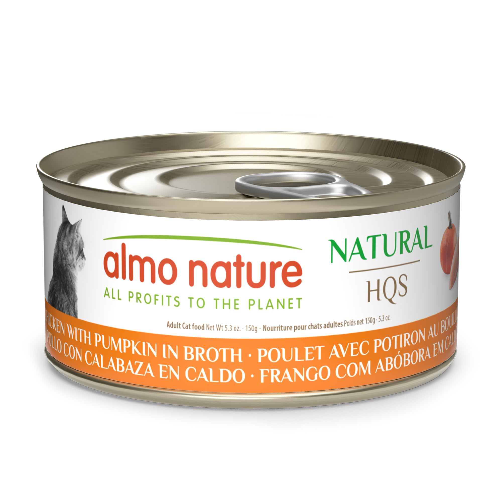 almo nature HQS Natural Wet Cat Food Chicken with Pumpkin in Broth, Grain-Free, 5.29 oz (Pack of 24)