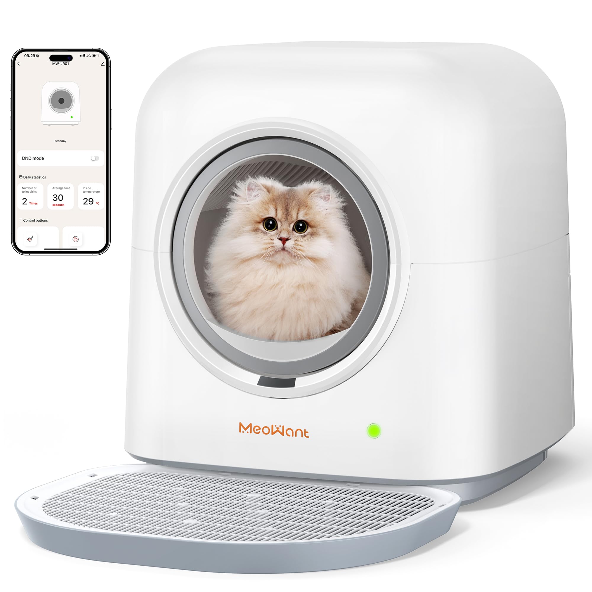 Meowant Self Cleaning Cat Litter Box, Fully Enclosed Automatic Litter Box For Multi Cats, Ultra-Safe/App Control/Odor Removal Wi
