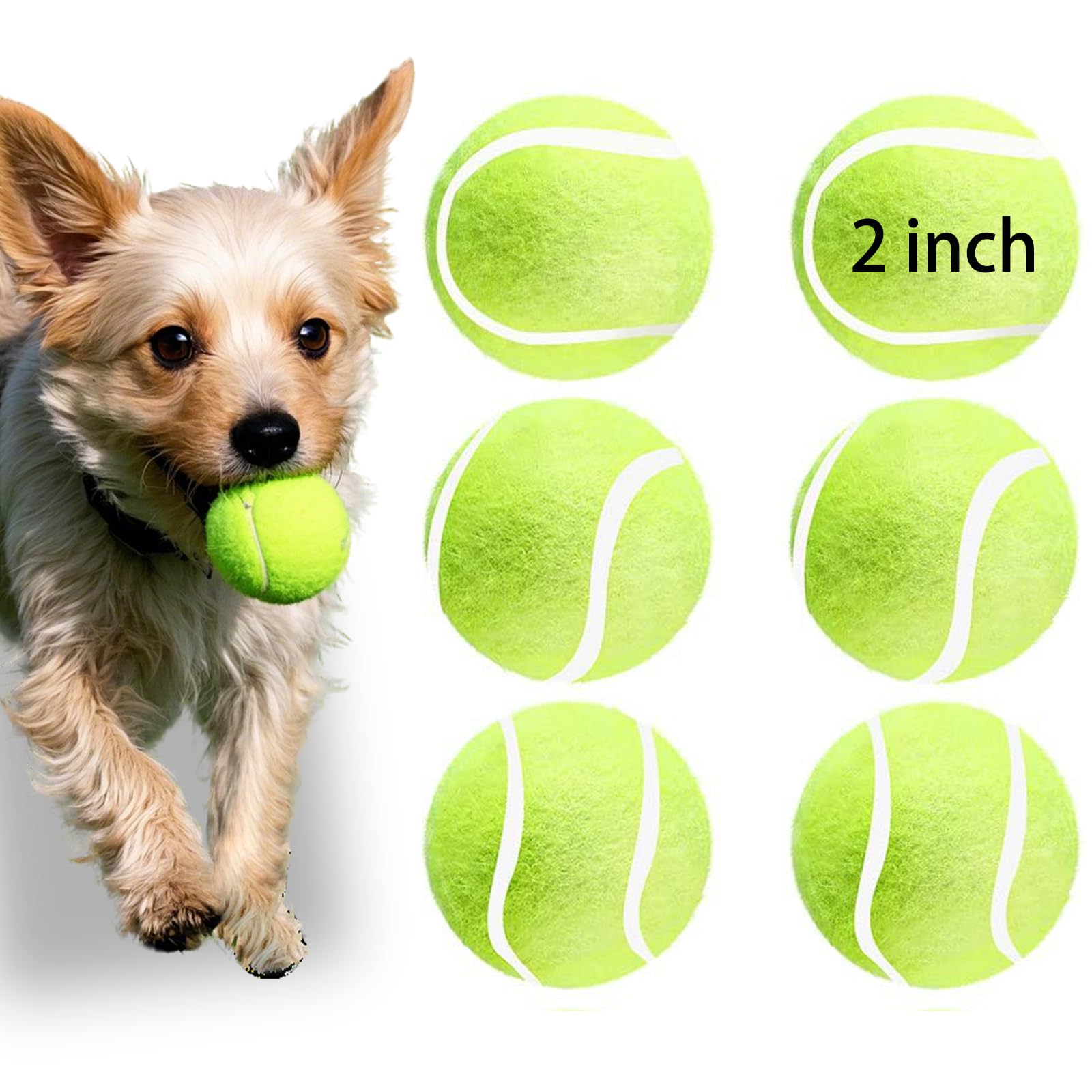 6Pcs Small Tennis Balls For Dogs, 2 Inch Mini Tennis Balls For Dogs, Dog Tennis Balls For Small Dogs, Small Dog Balls For Playin