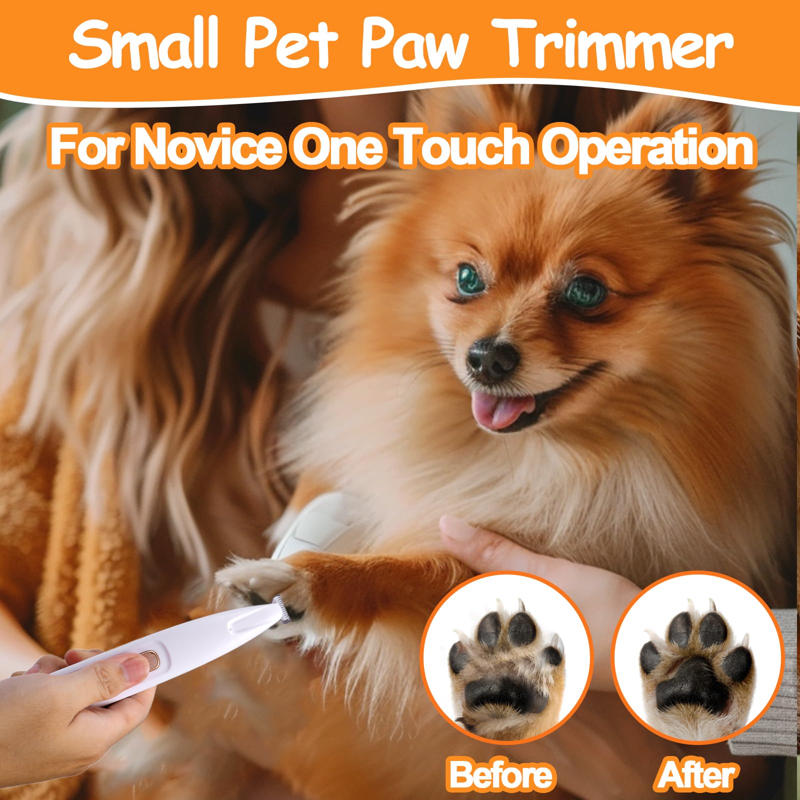 Aiersa Pet Micro Precision Trimmer, Led Lighted Dog Paw Trimmer, Quiet & Waterproof, Electric Paw Clippers For Large/Small Dogs