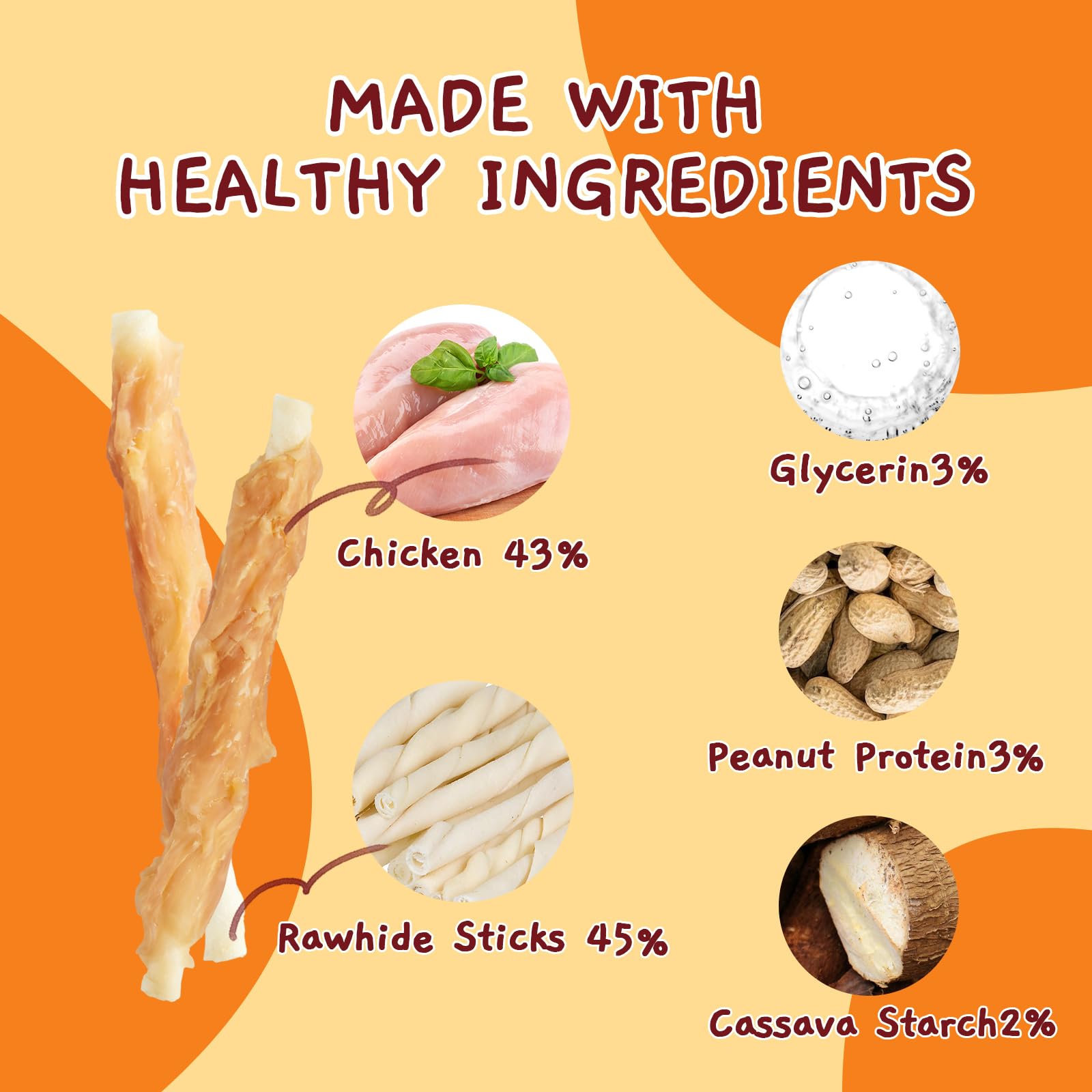 Jungle Calling Dog Treats, Chicken Wrapped Rawhide Sticks for Dogs, Delicious and Nutritious Training Reward Treats and Dog Chew
