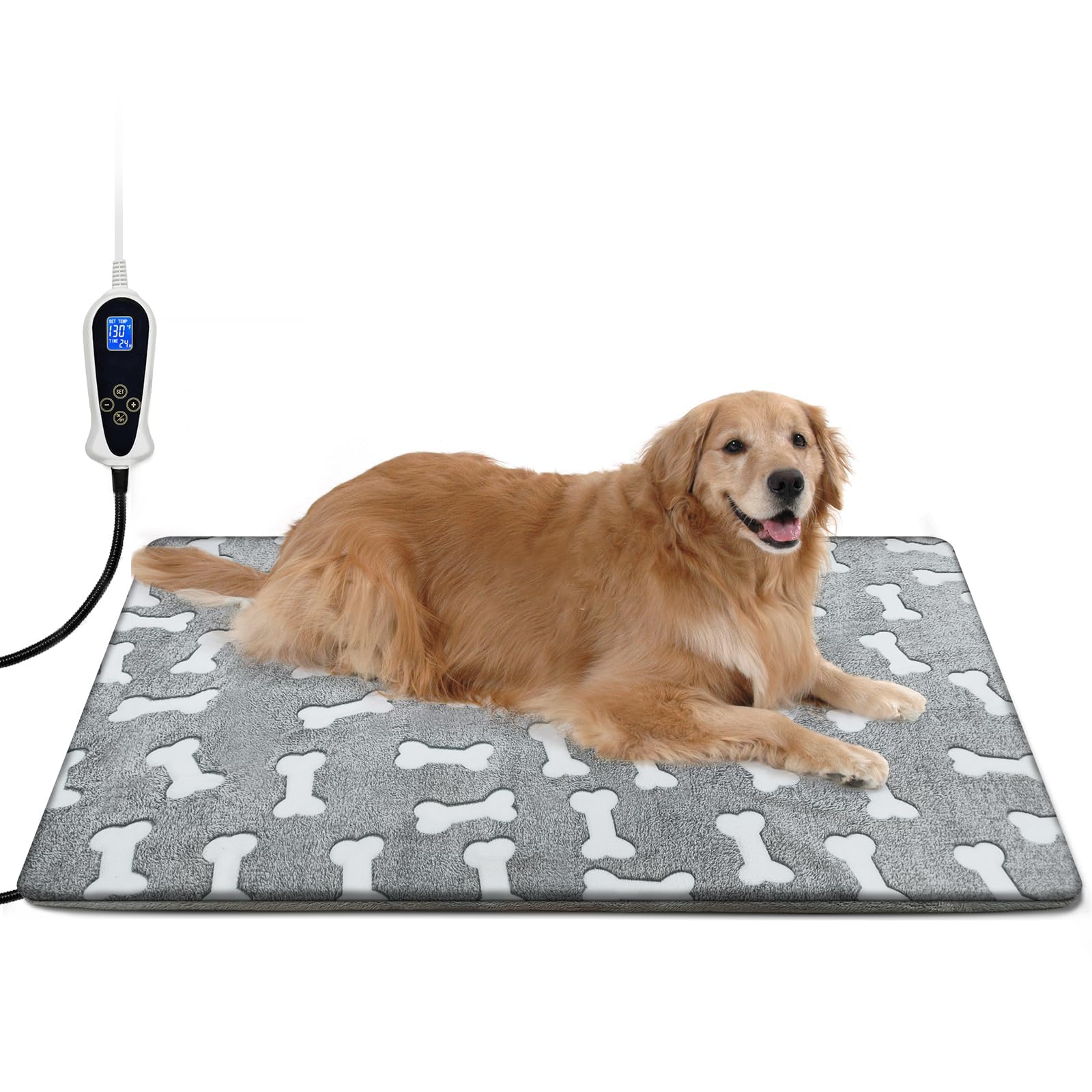 Bestio Extra Largr Dog Heating Pad,47 X 30 In Waterproof Heated Dog Pad With Smart Thermostat Switch + Normal On Function (1-24 