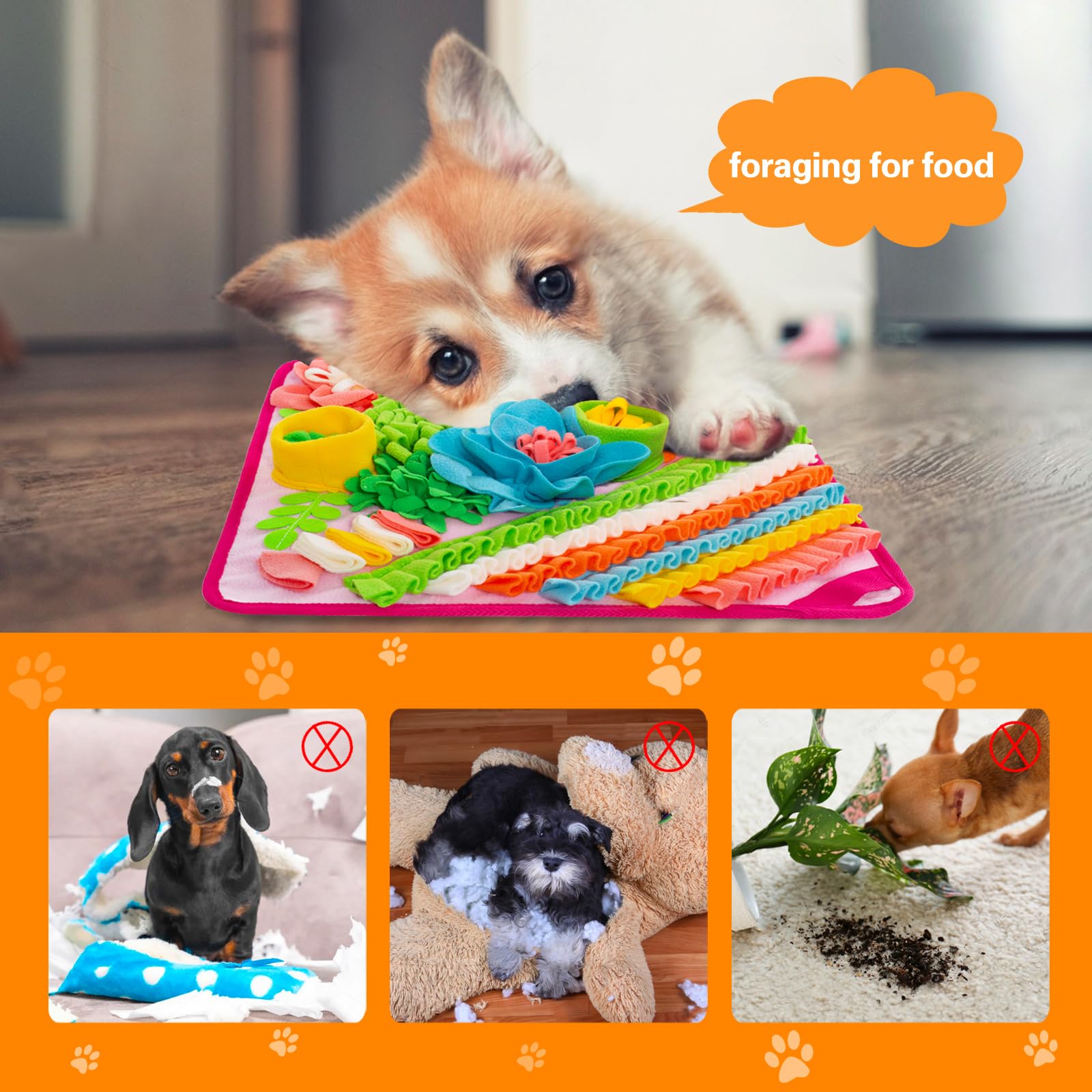 Oliumt Snuffle Mat For Dogs, Sniff Mat Slow Feeding Mat For Small Pets Cats, Rabbits - Help Stress Relief And Training - Stimula