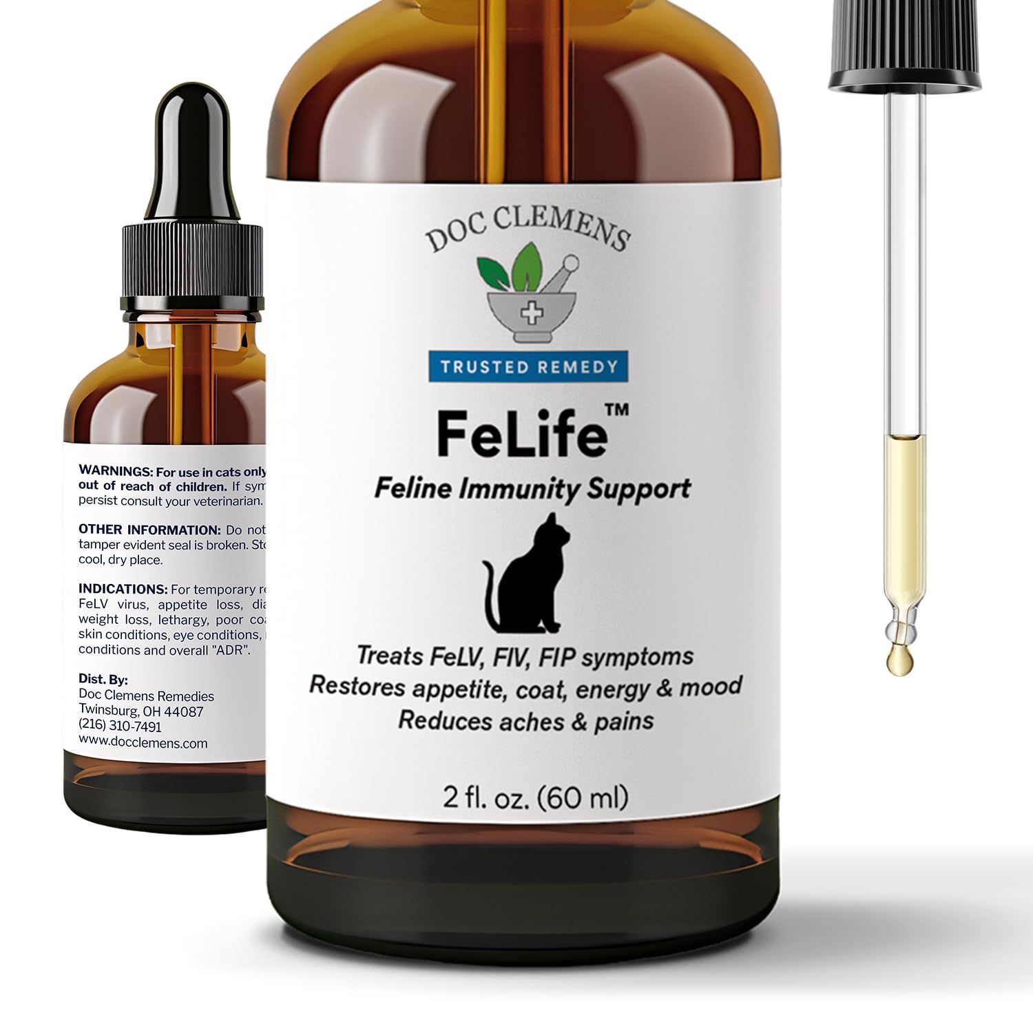 DOC CLEMENS FeLife Feline Immunity Support, FeLV Viral Load Reduction, 4 Pack