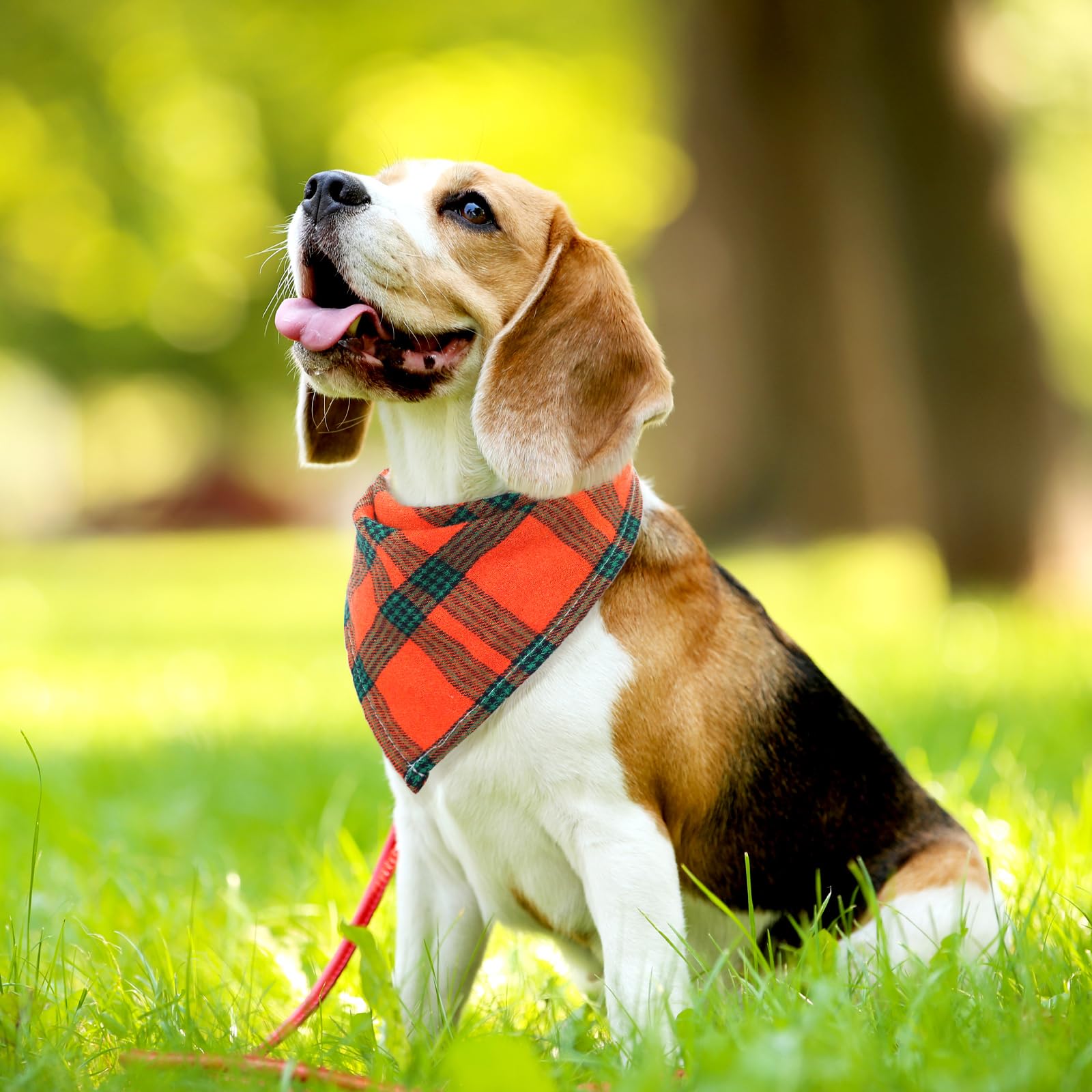 6 Pieces Triangle Dog Bandana Dog Scarf Plaid Printing Adjustable Bibs Scarf Washable Square Kerchief Bandana Set For Small To L