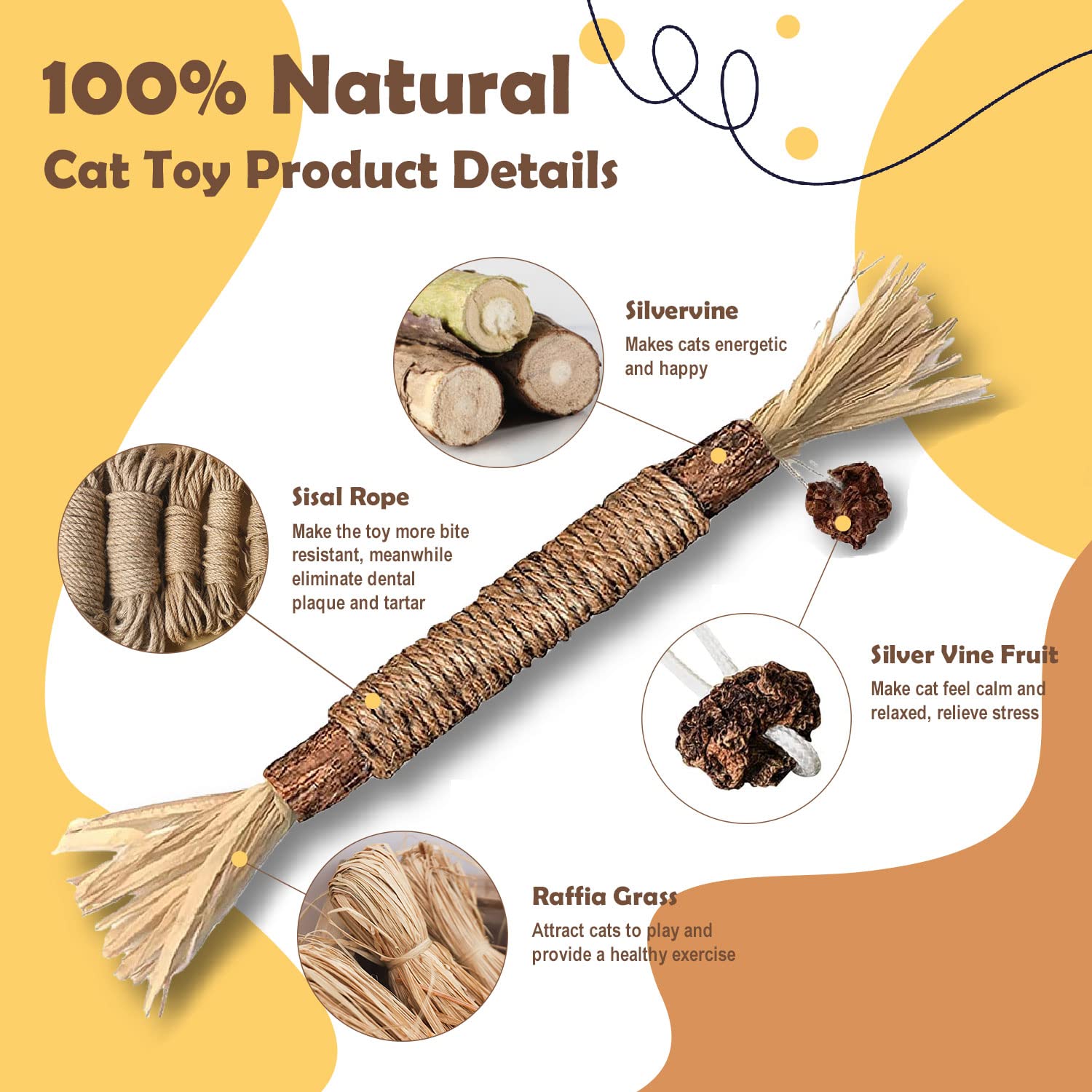 Ywaooh Catnip Toys With Silvervine For Cats, Cat Chew Toy For Kitten Teething, Interactive Cat Toy For Indoor Cats, Natural & Sa