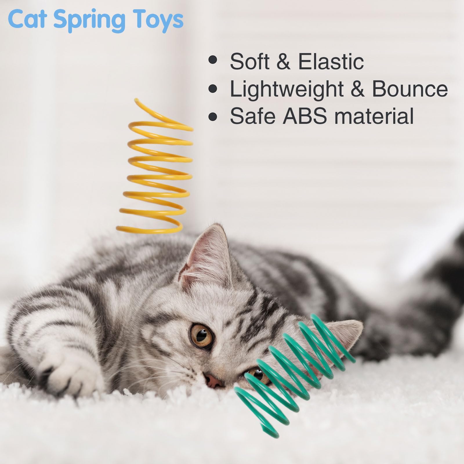 Kitys Fatch 12PCS 12Colors Cat Spring Toys for Indoor Cats, Interactive Coil Springs for Self Play, Durable Heavy Plastic Cat Sp