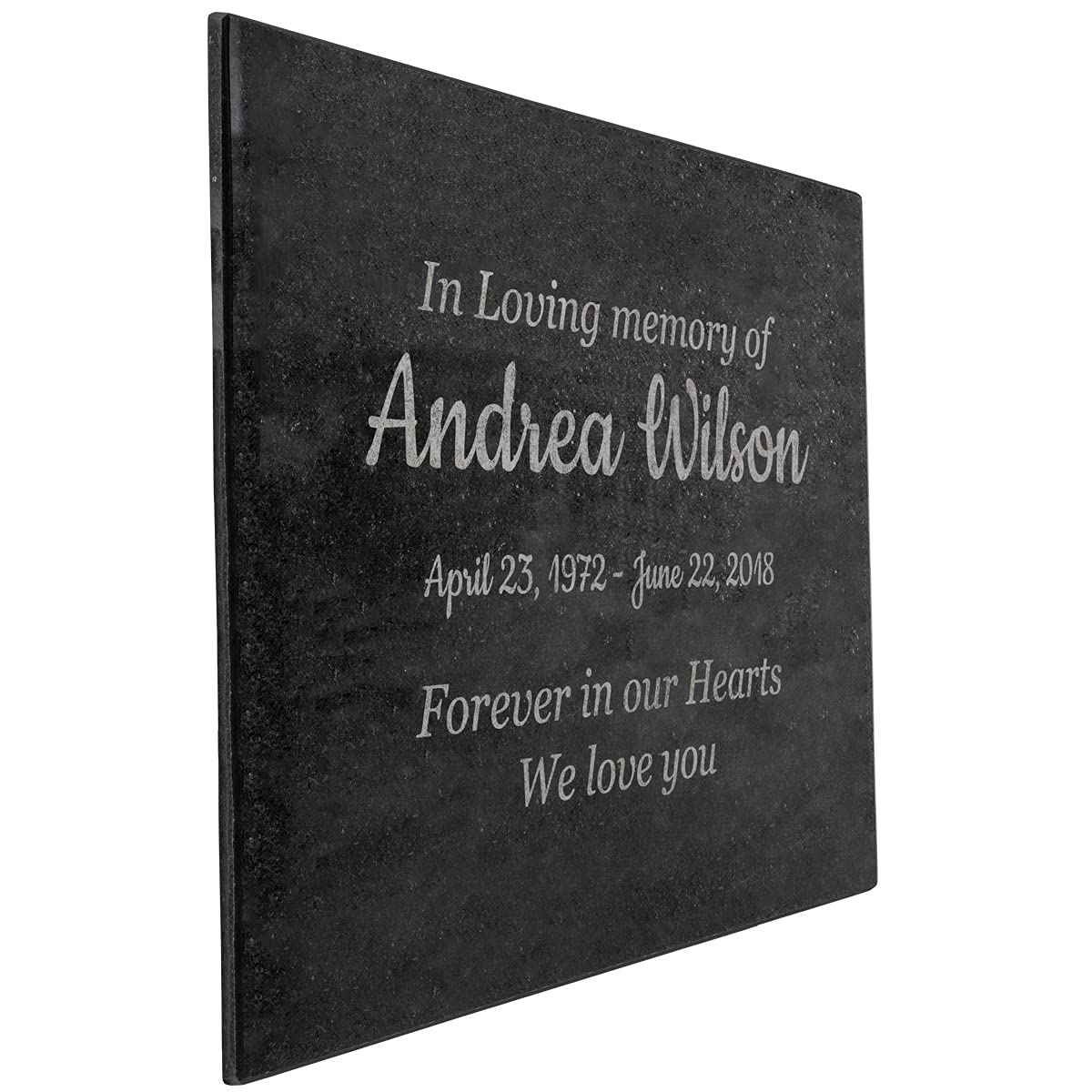 Easy Design - In Loving Memory - Black Granite Memorial or Sympathy Gift. Add your Personalized Text and Dates. Offered in a Var