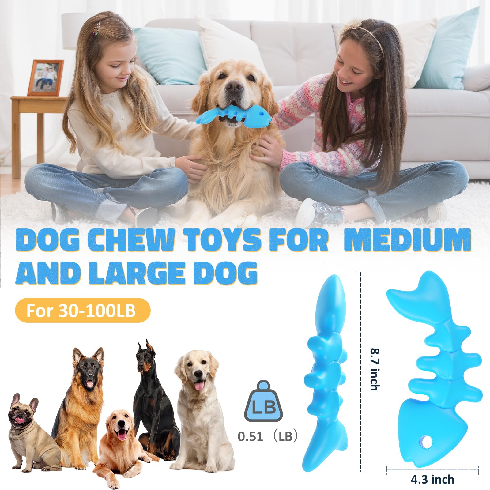 Adsdia Indestructible Dog Chew Toys For Aggressive Chewers, Tough Nylon Bones Toys For Large Breed, Super Chewer Toys To Keep Th