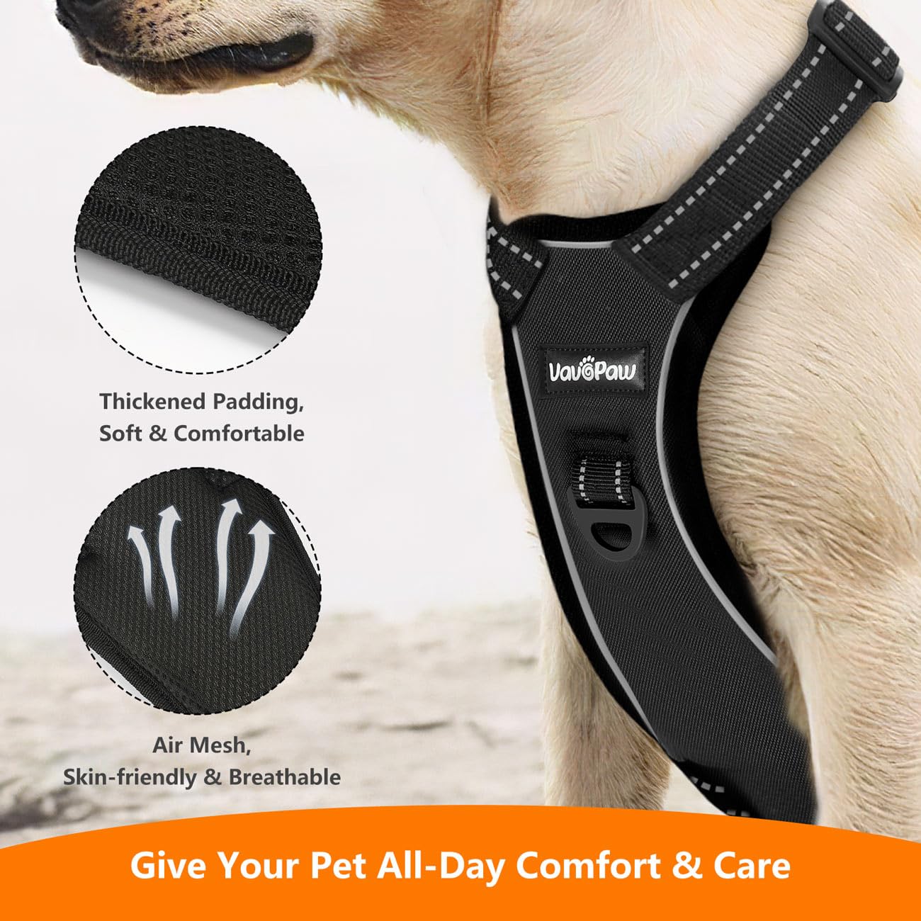 Dog Car Belt For Car, Dog Car Harness Reflective Strip & Adjustable Buckle, Dog Car Leash Seat Belt, Dog Seat Belt Soft Padded & Breathable Mesh, Safety Pet Car Seat Belt Car Tether, L, Carbon Black