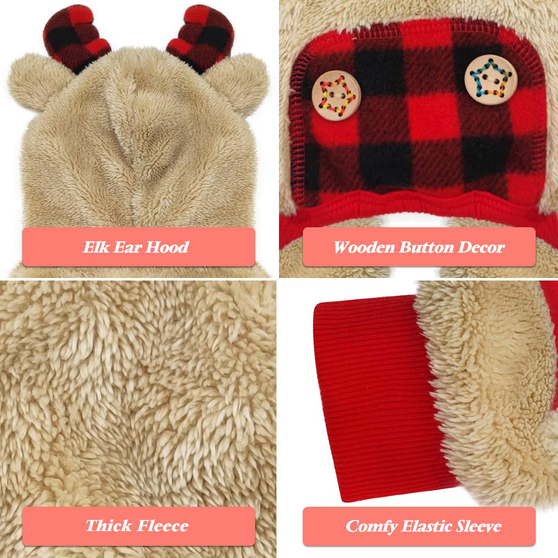 Kyeese Holiday Dog Pajama Christmas Reindeer With Bowtie Red Buffalo Check Small Dog Pajamas Plaid Pet Pajamas,X-Large