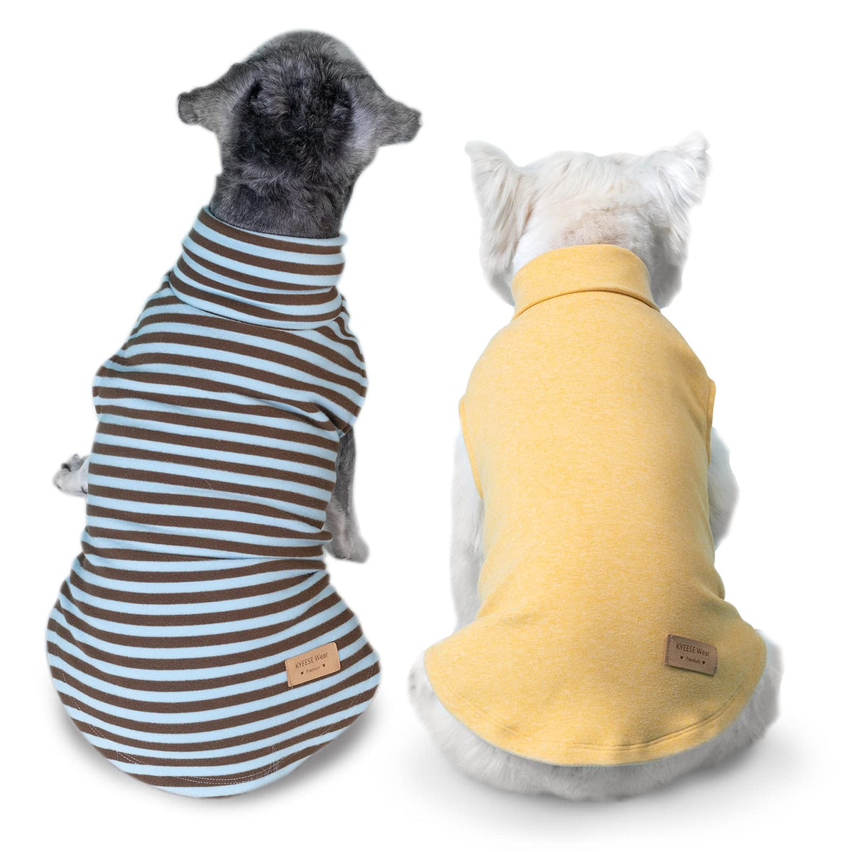 Kyeese 2Pack Dog Coat Turtleneck Stretchy Dog Sweater Super Soft Dog Cold Weather Coat For Small Dogs In Sleeveless Design, Yellow,Xl