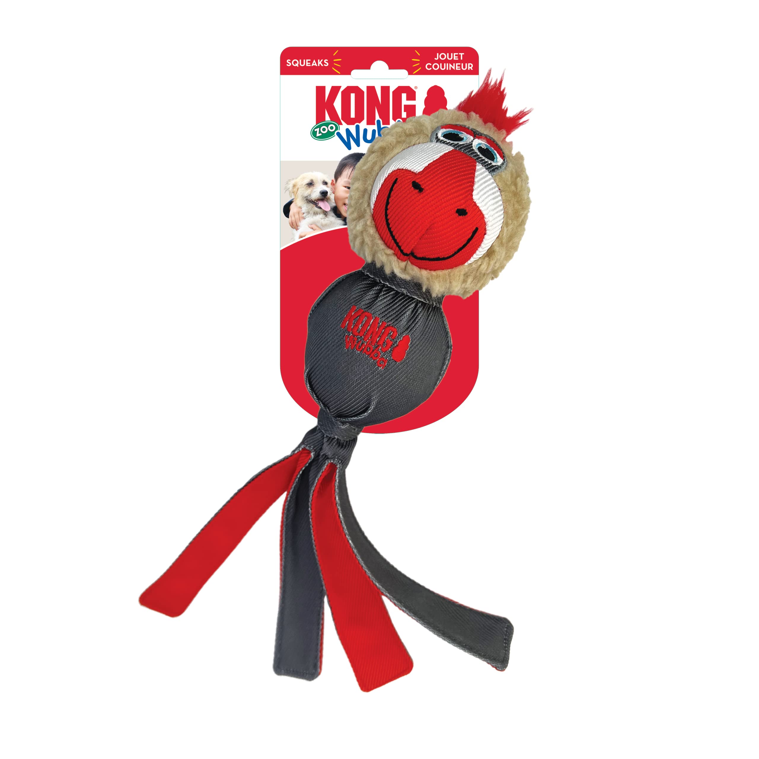 Kong Wubba Zoo Assorted Animal Dog Toy (Mandrill)