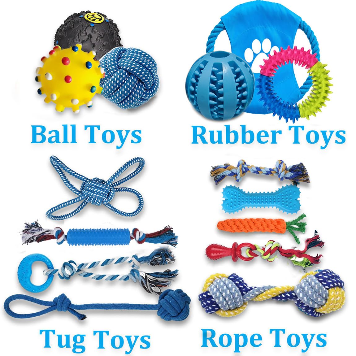 Beiker Dog Teething Chew Toys - 15 Pack Tough Small Medium Large Breed Puppy Toys, Dogs Rope Chew Toys Bundle For Boredom, Pet I